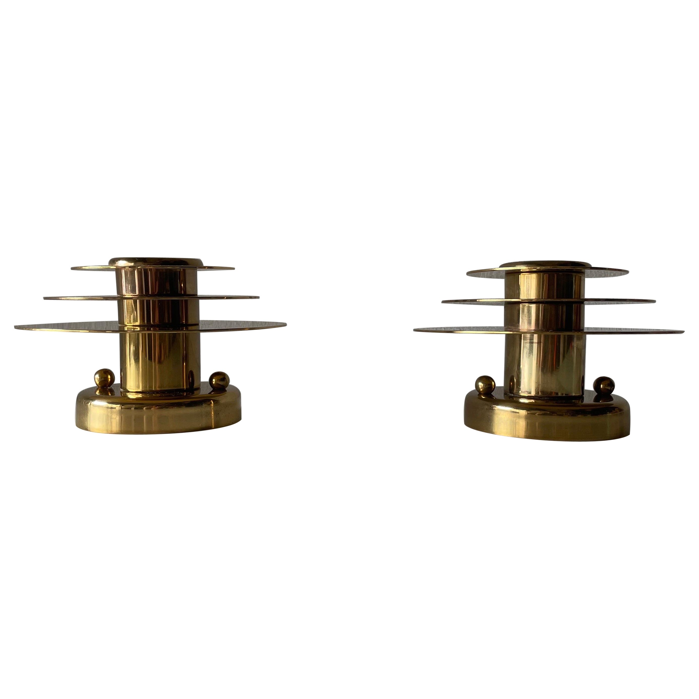Coppia di lampade da soffitto in ottone modernista di Schröder & Co, anni '60, Germania
