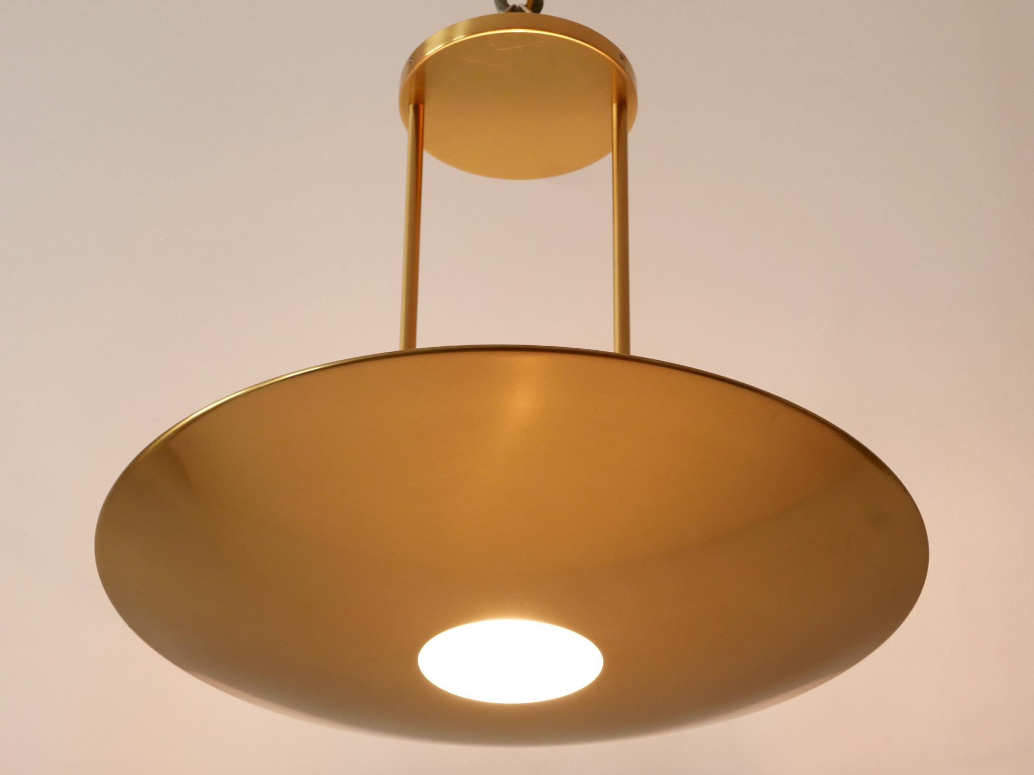 Polished Modernist Brass Pendant Lamp or Ceiling Fixture by Florian Schulz Germany 1980s
