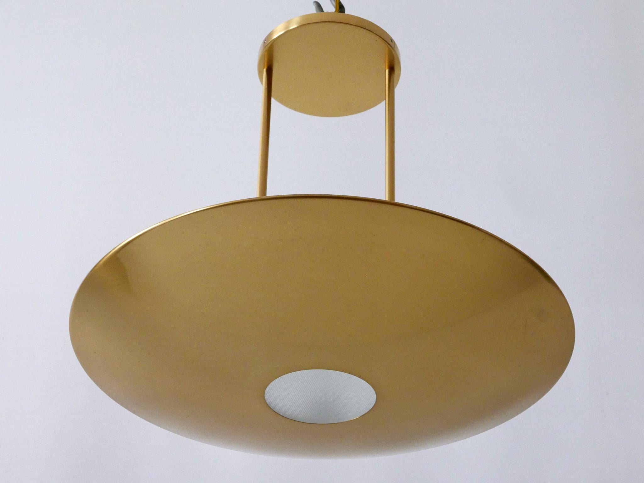 Modernist Brass Pendant Lamp or Ceiling Fixture by Florian Schulz Germany 1980s In Good Condition In Munich, DE