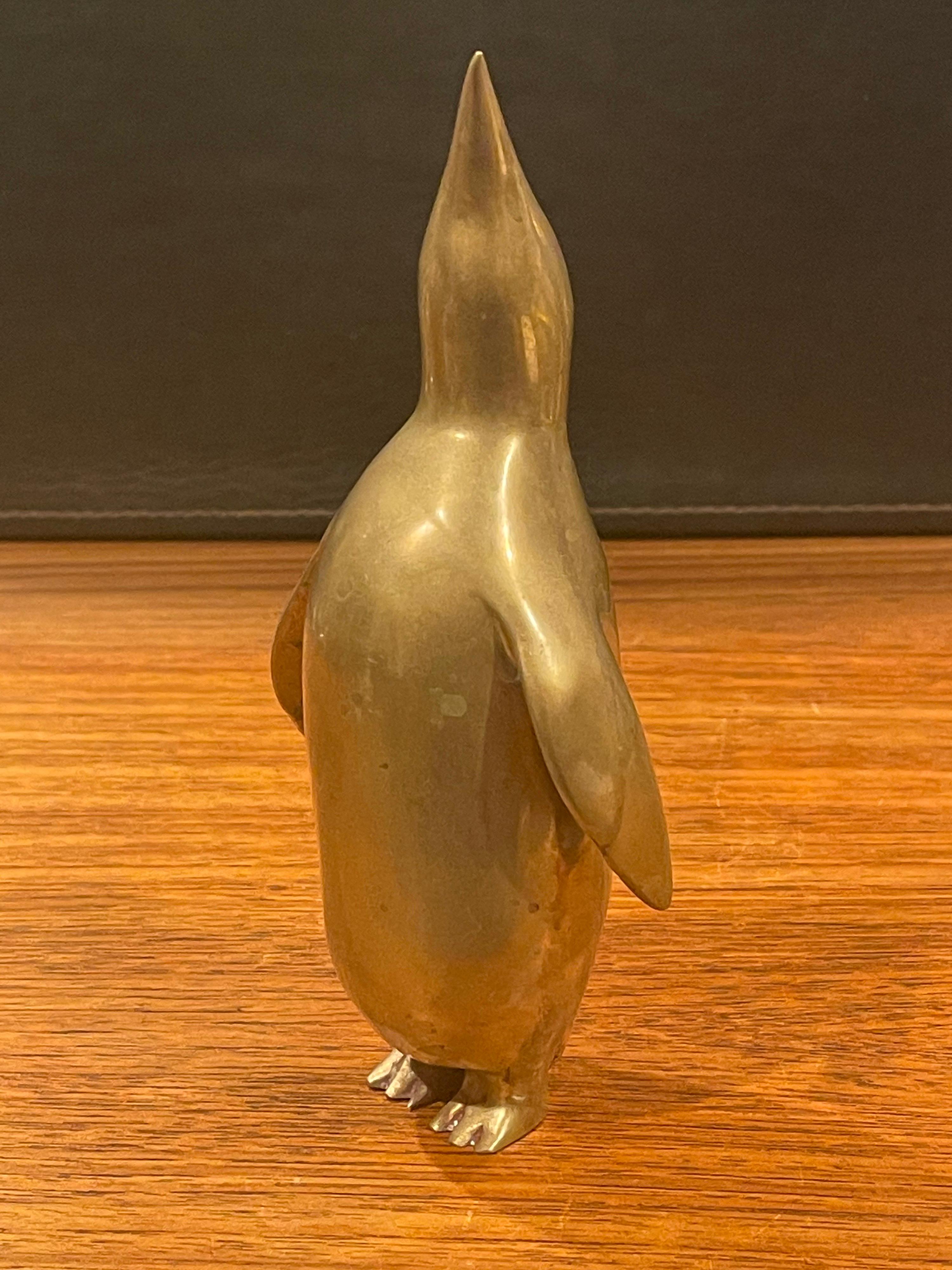 Hollywood Regency Modernist Brass Penguin Sculpture For Sale