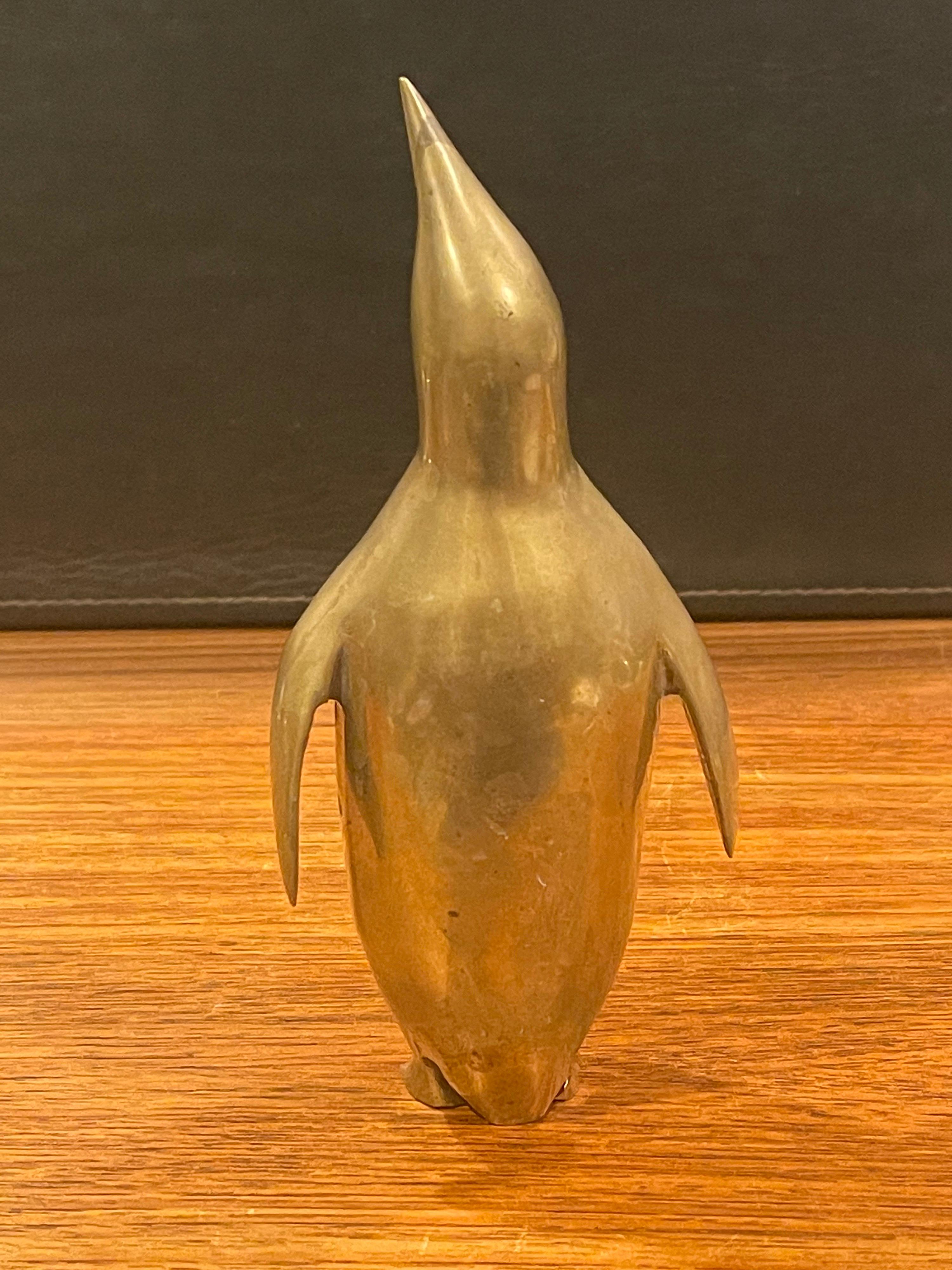 20th Century Modernist Brass Penguin Sculpture For Sale