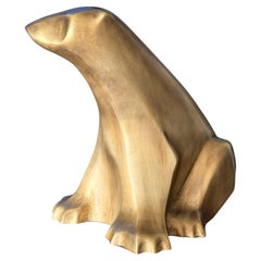 1960s Modernist Brass Polar Bear Sculpture in Art Deco Style