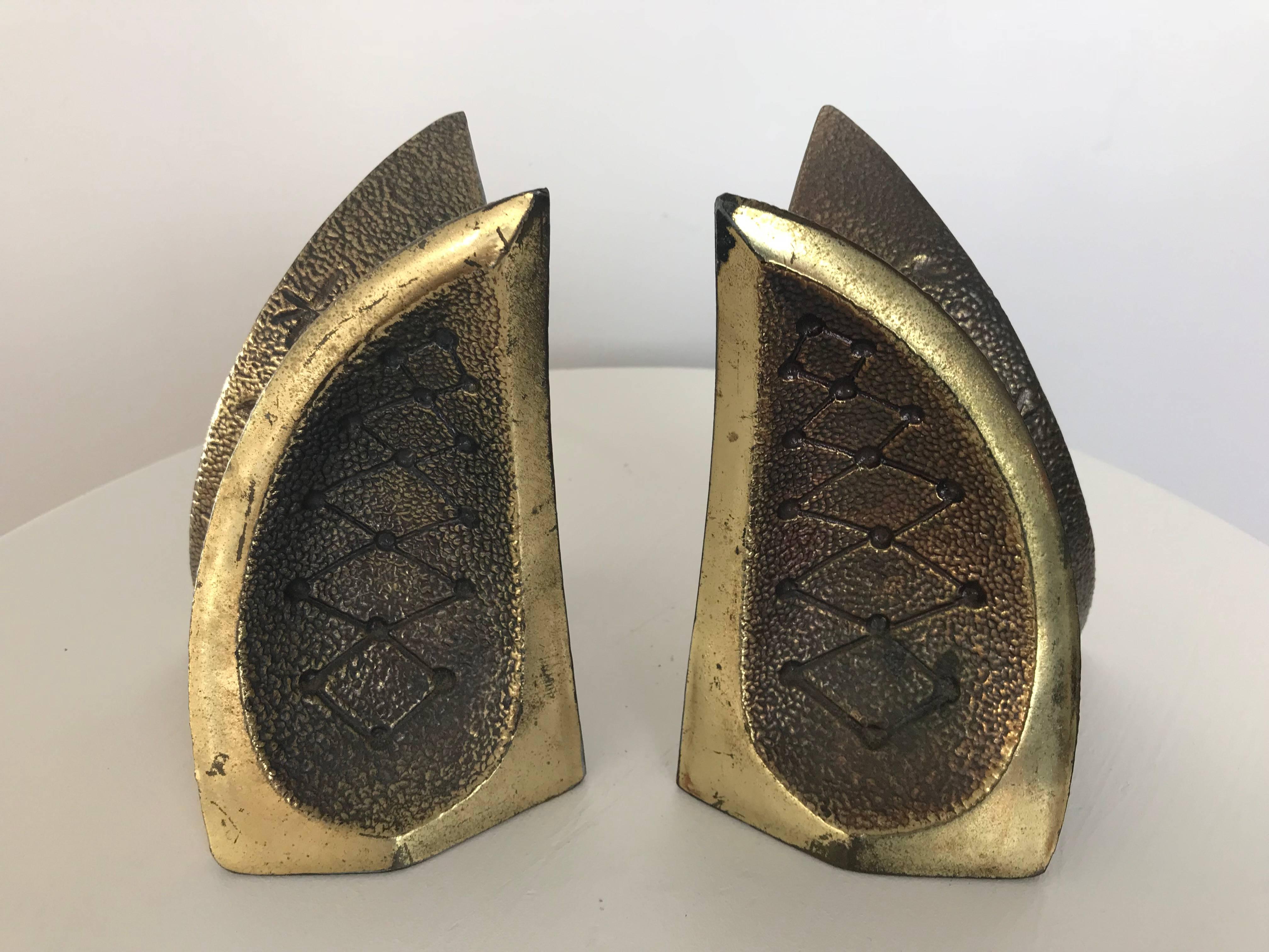 Modernist Brass Sculptural Bookends by Ben Seibel for Jenfredware, Raymor, Pair 6