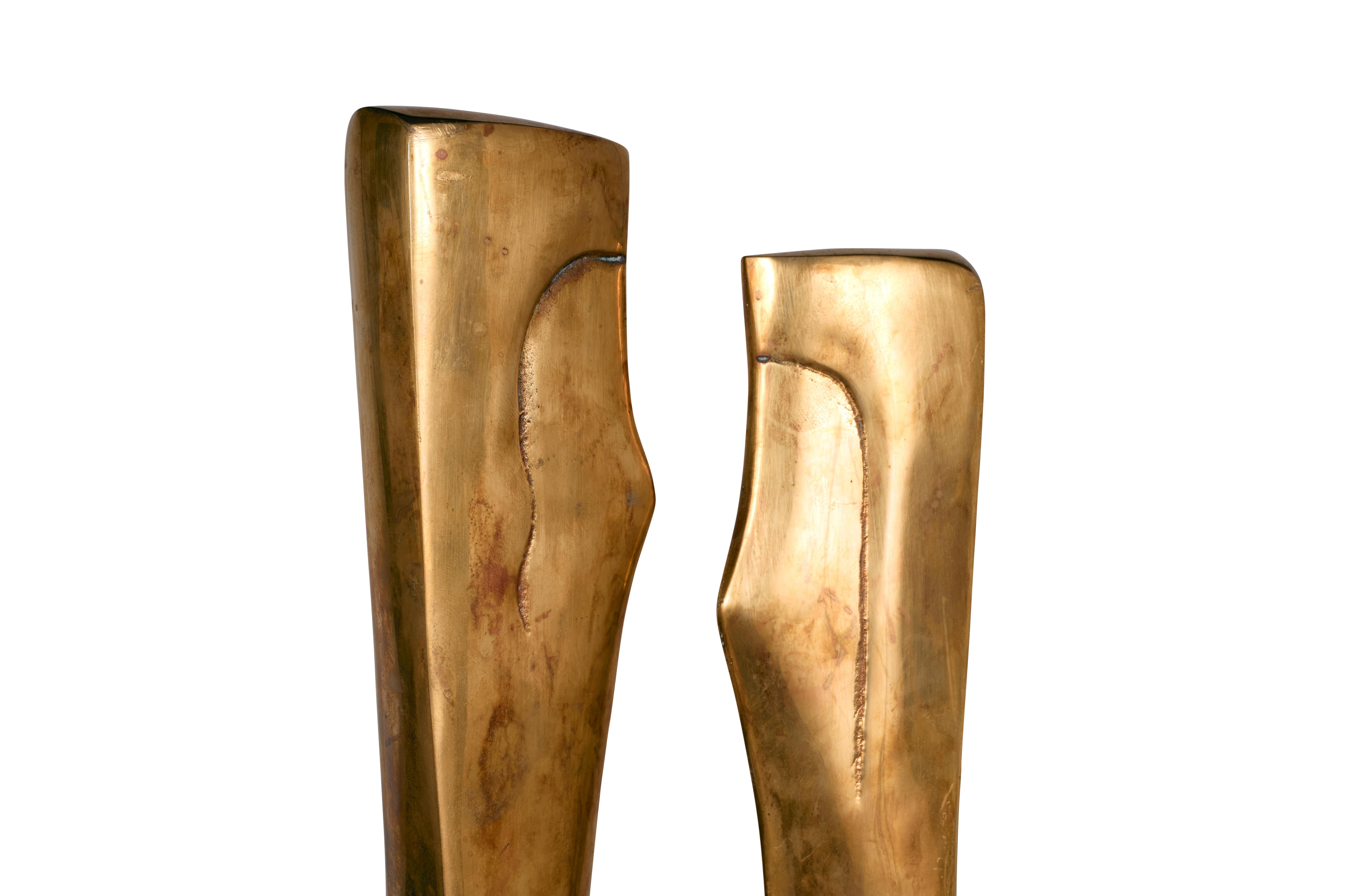 Modernist Brass Sculpture Depicting Faces  In Good Condition For Sale In Dallas, TX