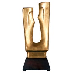 Modernist Brass Sculpture Depicting Faces 