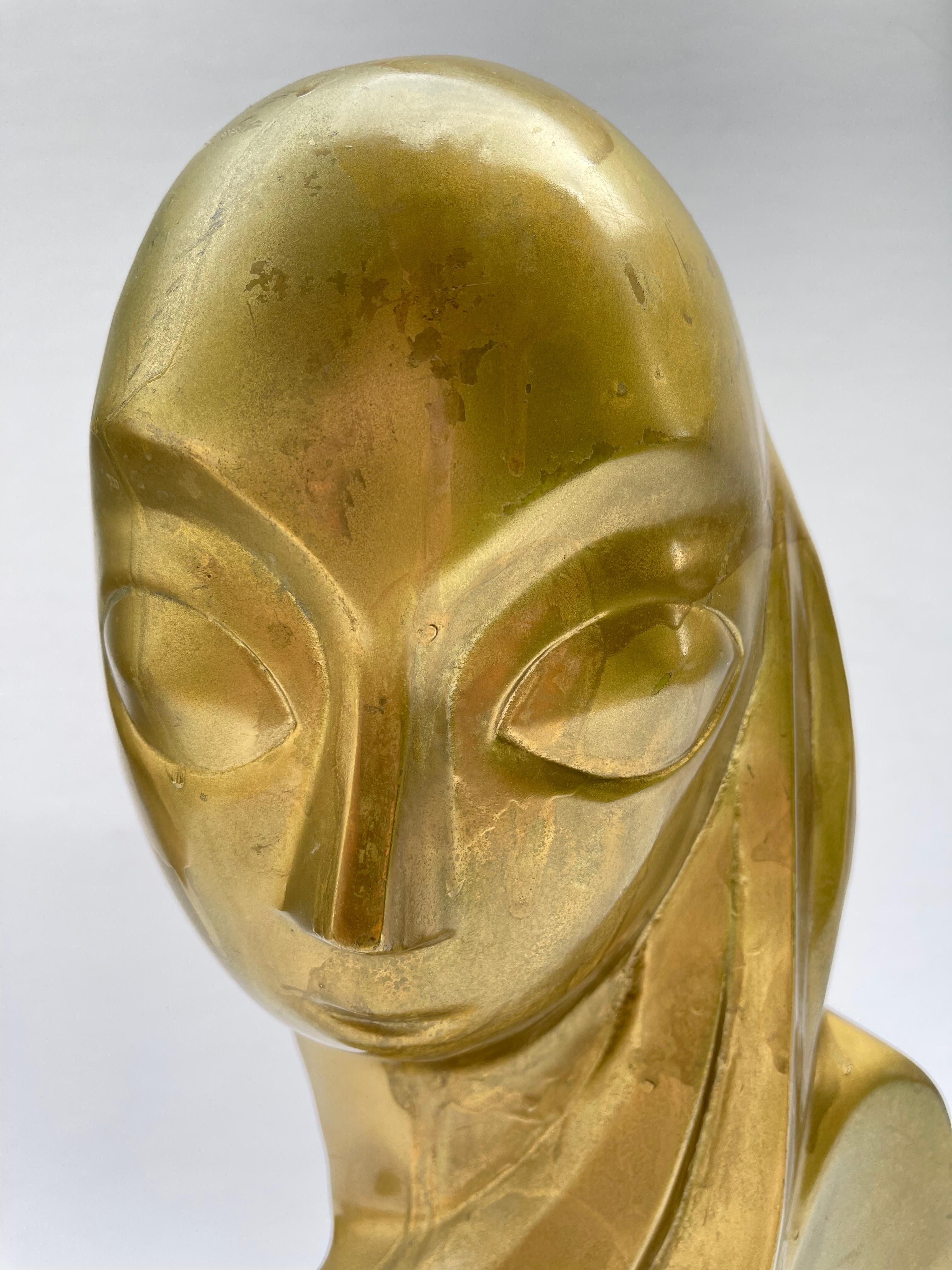 Modernist Brass Sculpture of a Woman in the style of Brancusi  For Sale 5