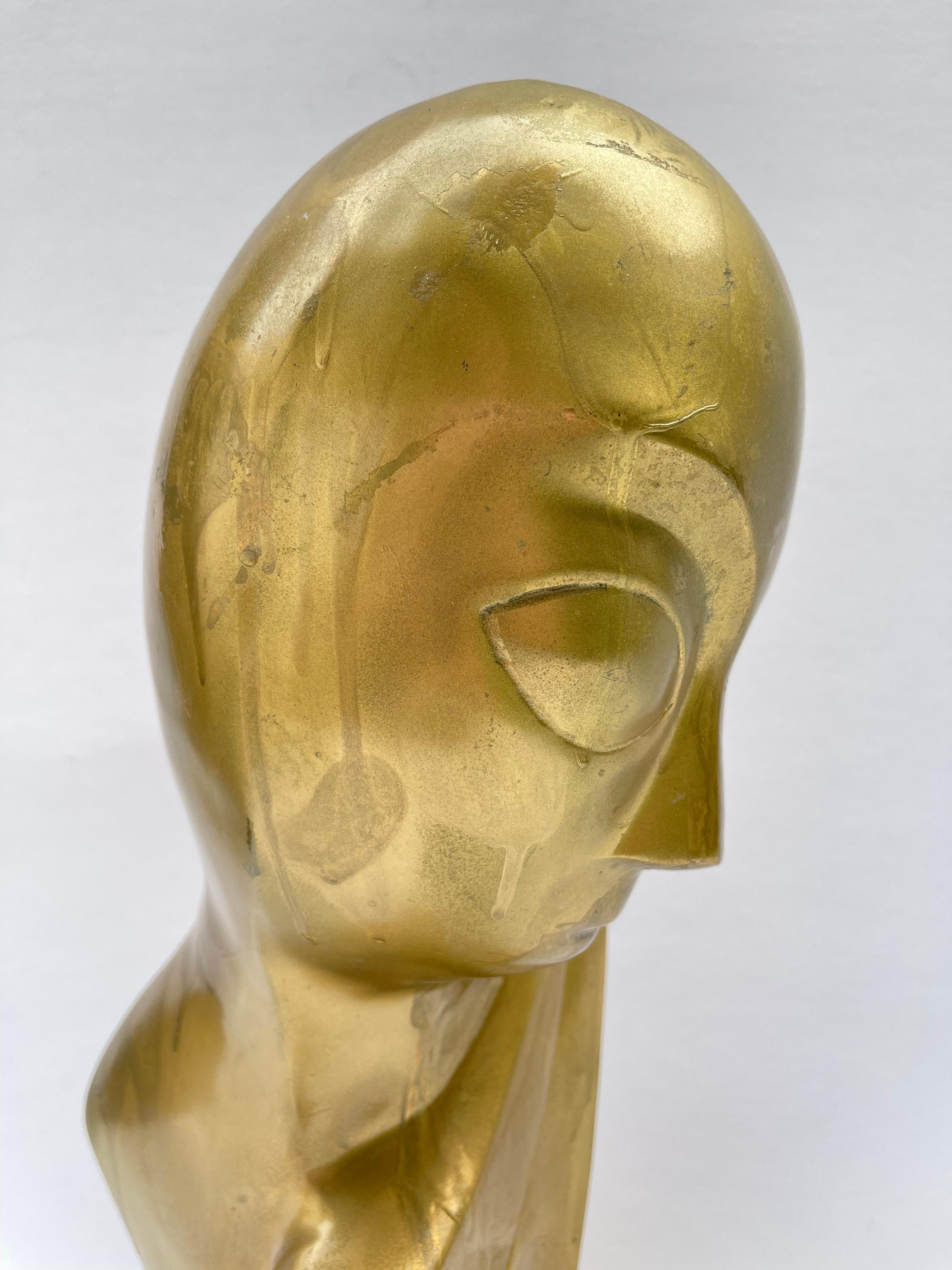 Modernist Brass Sculpture of a Woman in the style of Brancusi  For Sale 6