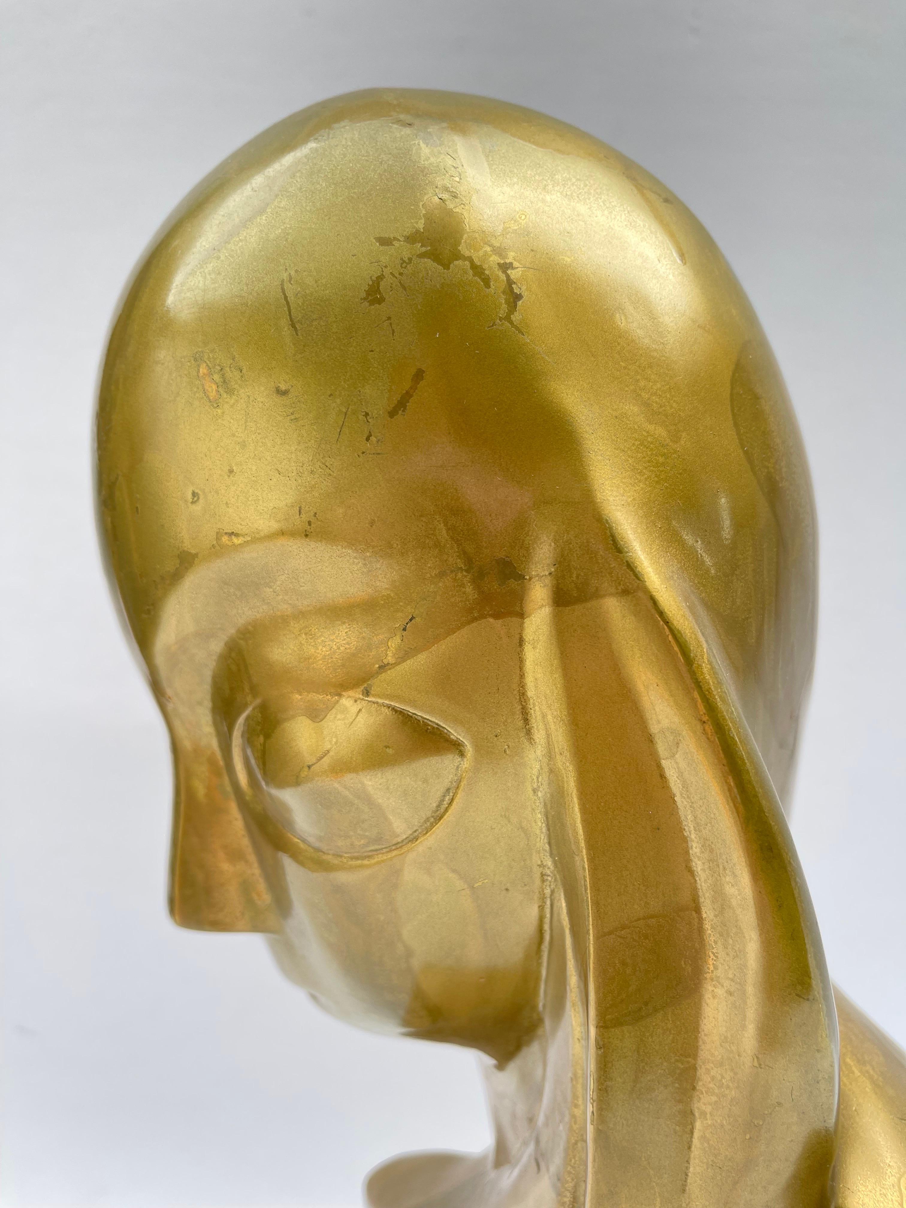 Modernist Brass Sculpture of a Woman in the style of Brancusi  For Sale 7