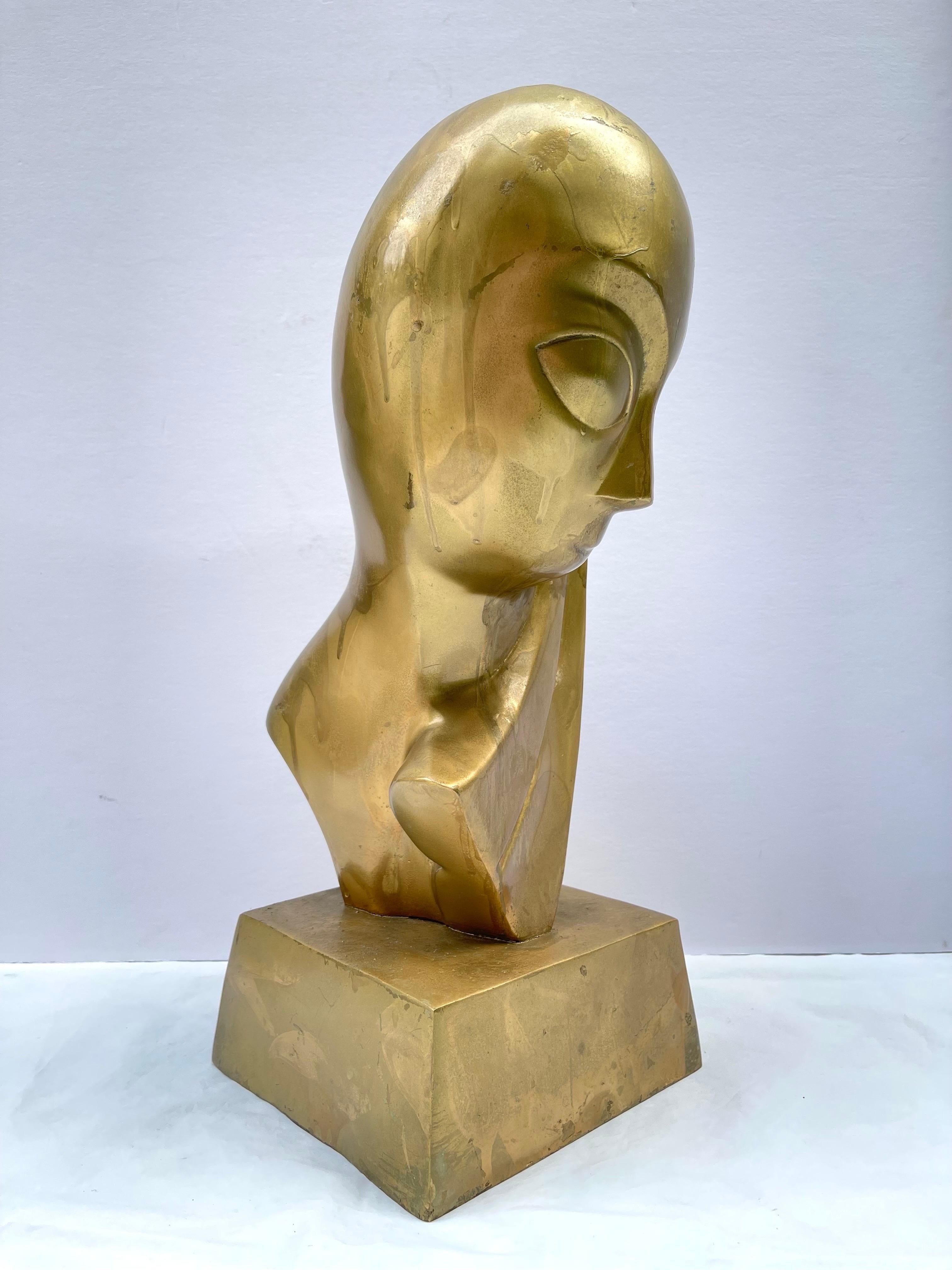 Modernistische Messingskulptur einer Frau aus Messing im Stil von Brancusi  1