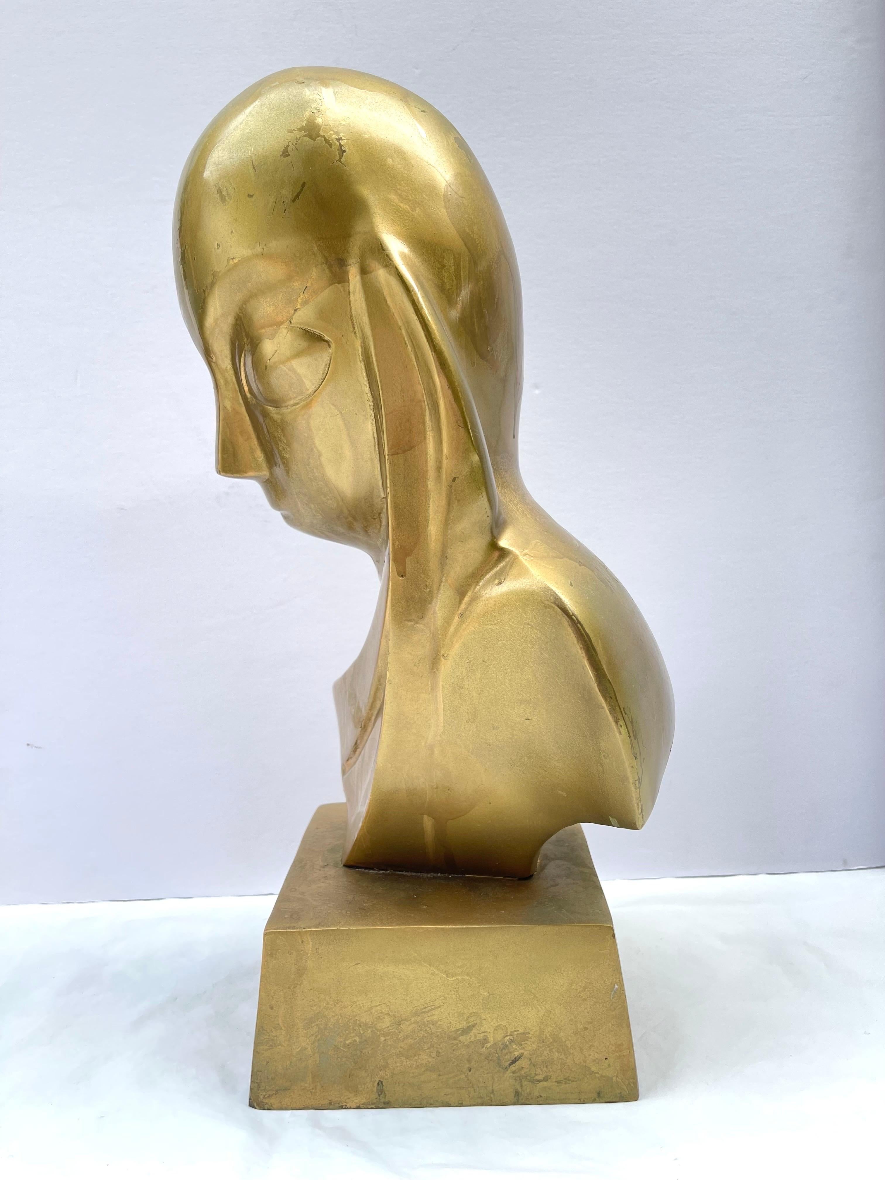 Modernistische Messingskulptur einer Frau aus Messing im Stil von Brancusi  2