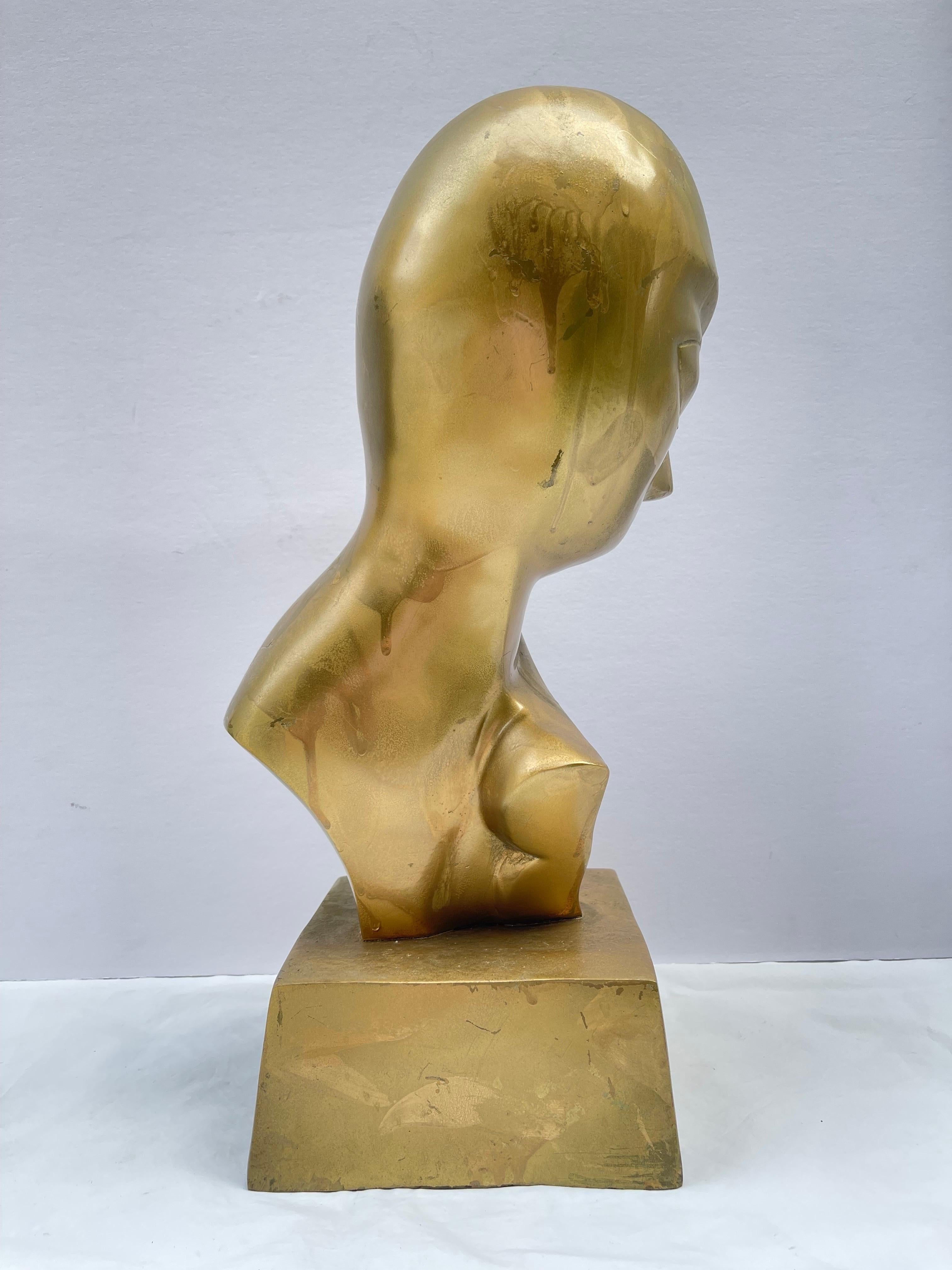 Modernist Brass Sculpture of a Woman in the style of Brancusi  For Sale 3