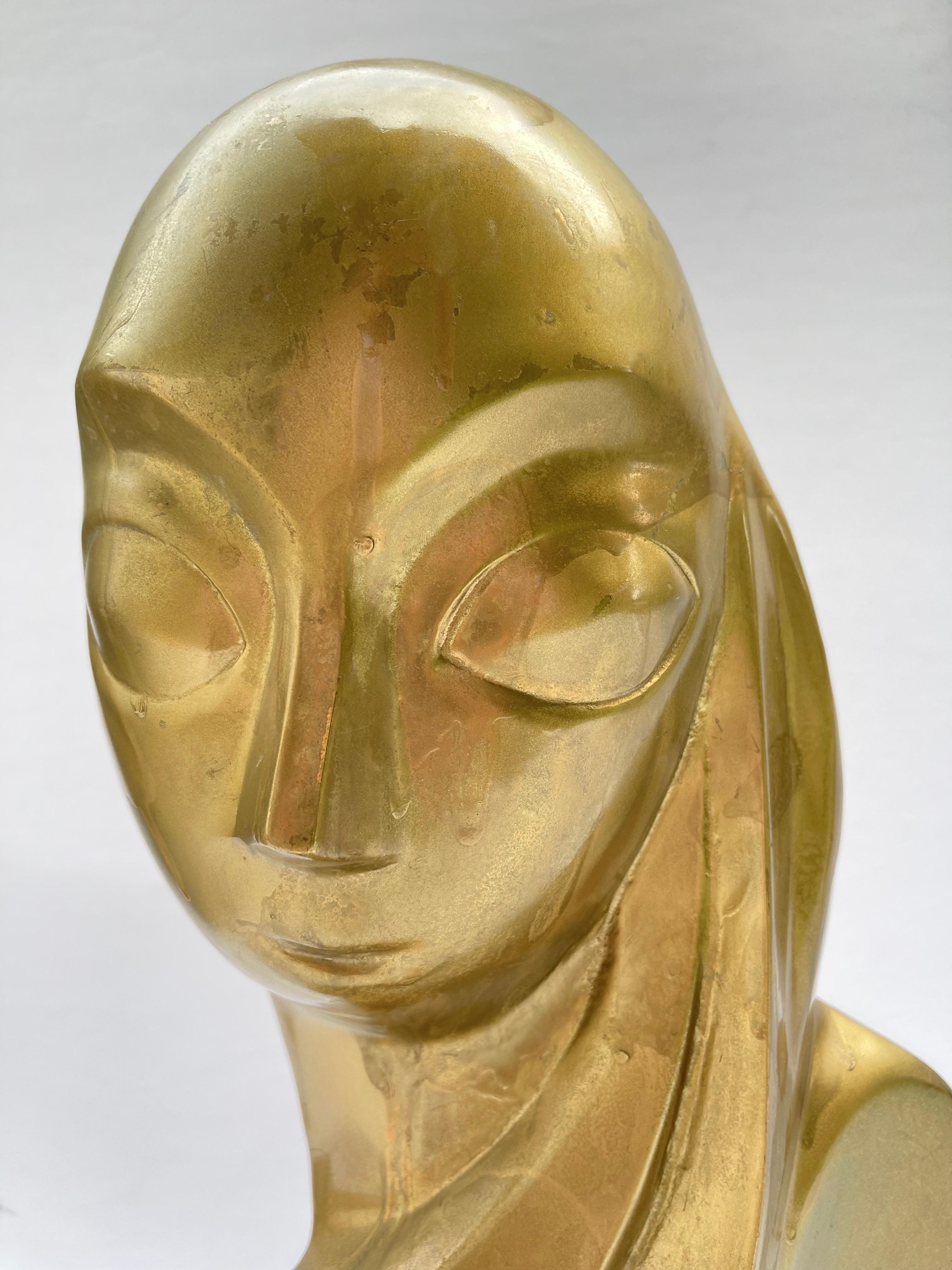 Modernist Brass Sculpture of a Woman in the style of Brancusi  For Sale 4
