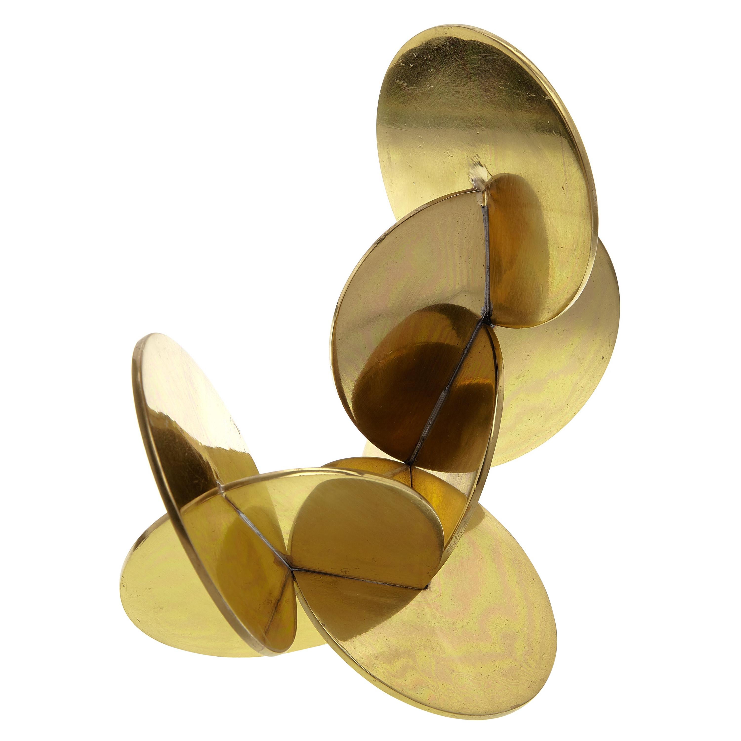 Modernist Brass Sculpture with Interlocking Discs