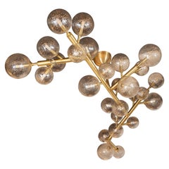 Modernist Brass Snowflake Chandelier with 24-Karat Gold Hand Blown Murano Globes