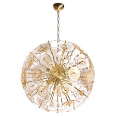 Modernist Brass Sputnik Chandelier W/ Handblown Translucent Murano Glass Discs