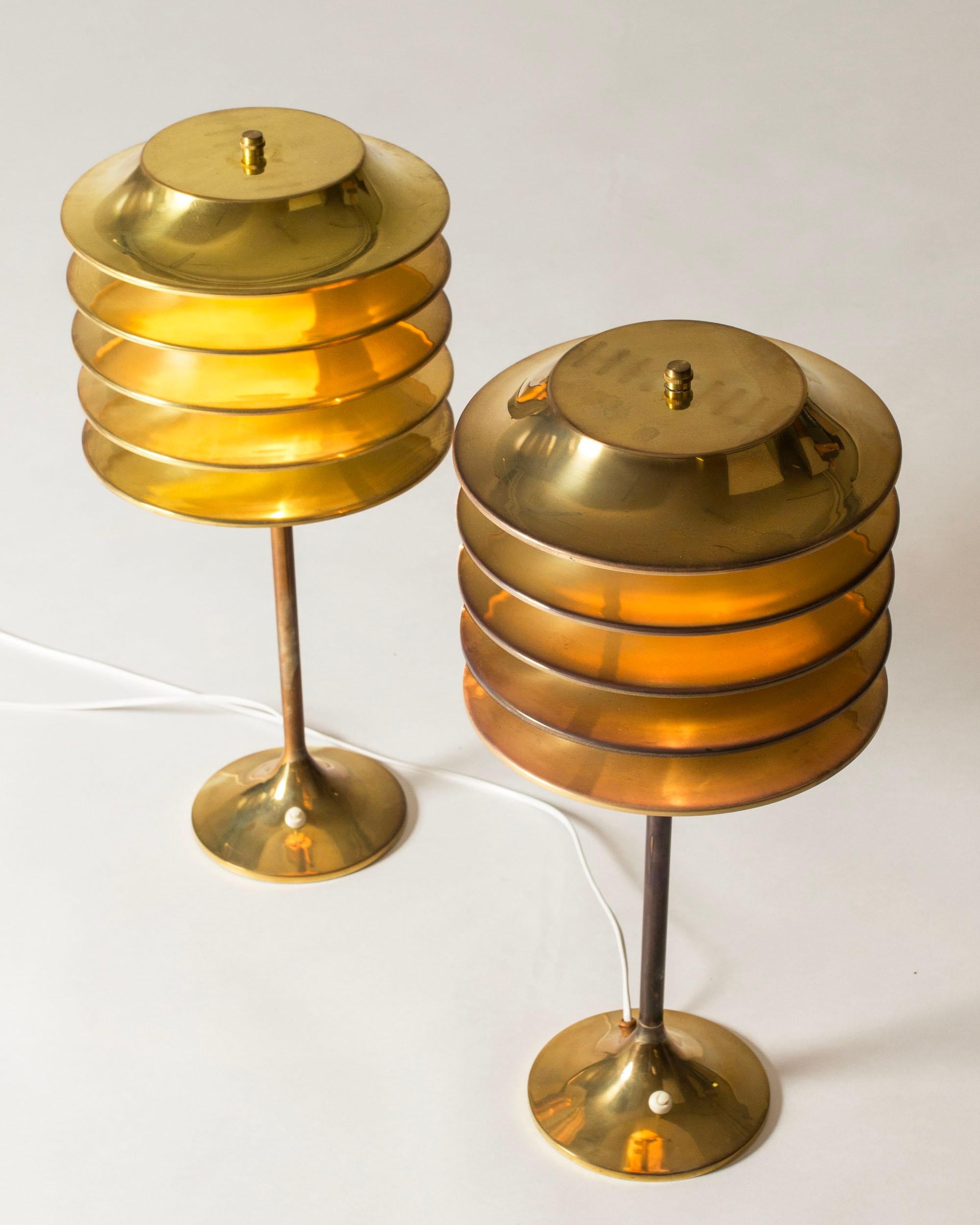 Modernistische Tischlampen aus Messing von Kai Ruokonen für Sievä Oy, Finnland, 1970er Jahre (Skandinavische Moderne) im Angebot
