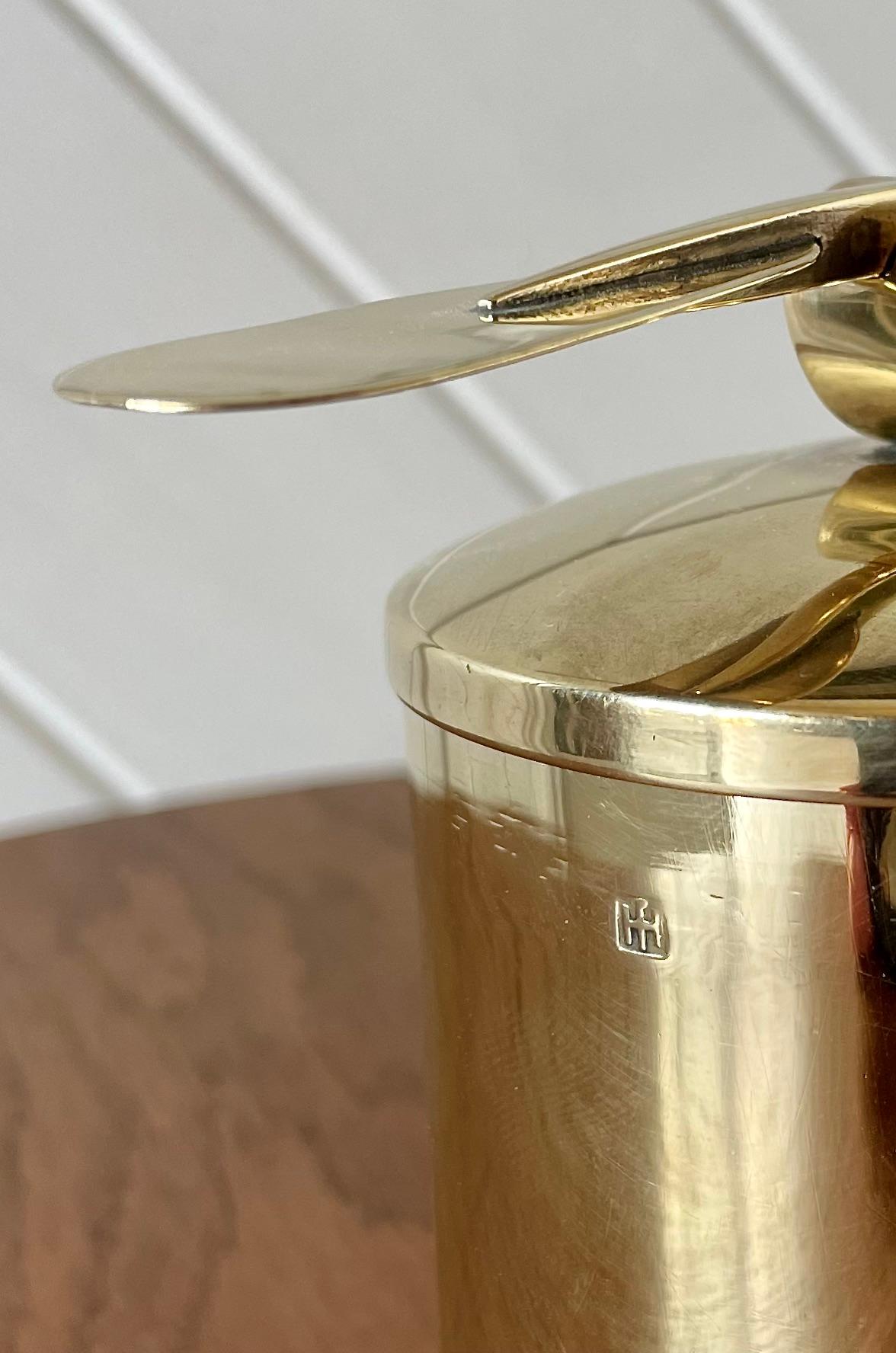 Metà XX secolo Porta tè modernista in ottone di Hayno Focken in vendita