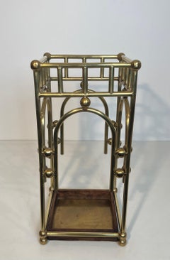 Modernist Brass Umbrella Stand in the Style of Joseph Hoffmann