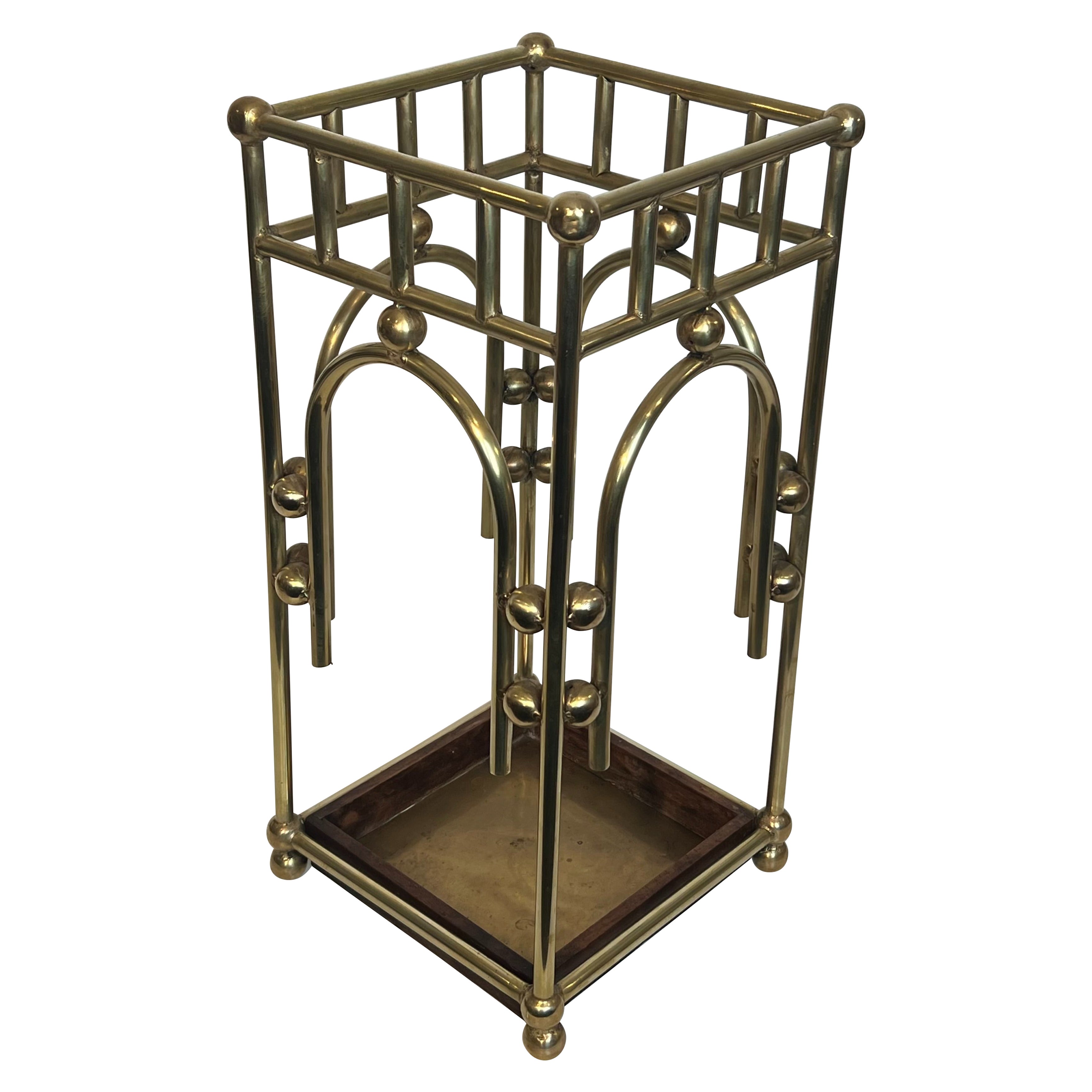 Modernist Brass Umbrella Stand in the Style of Joseph Hoffmann