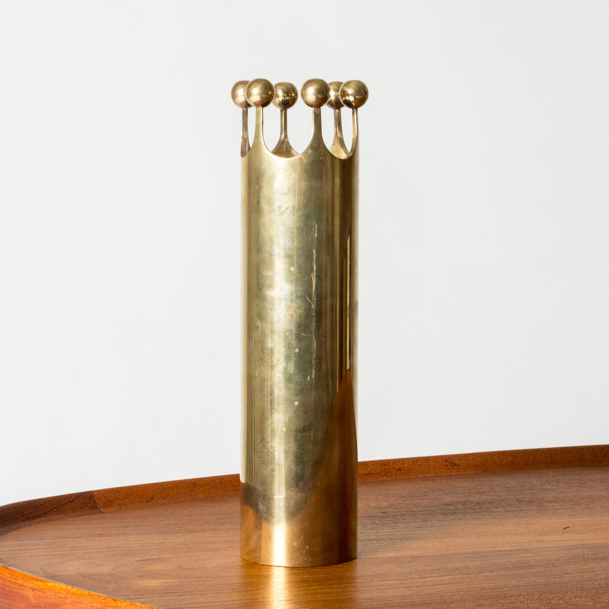 Scandinavian Modern Modernist Brass Vase by Pierre Forssell for Skultuna, Sweden For Sale