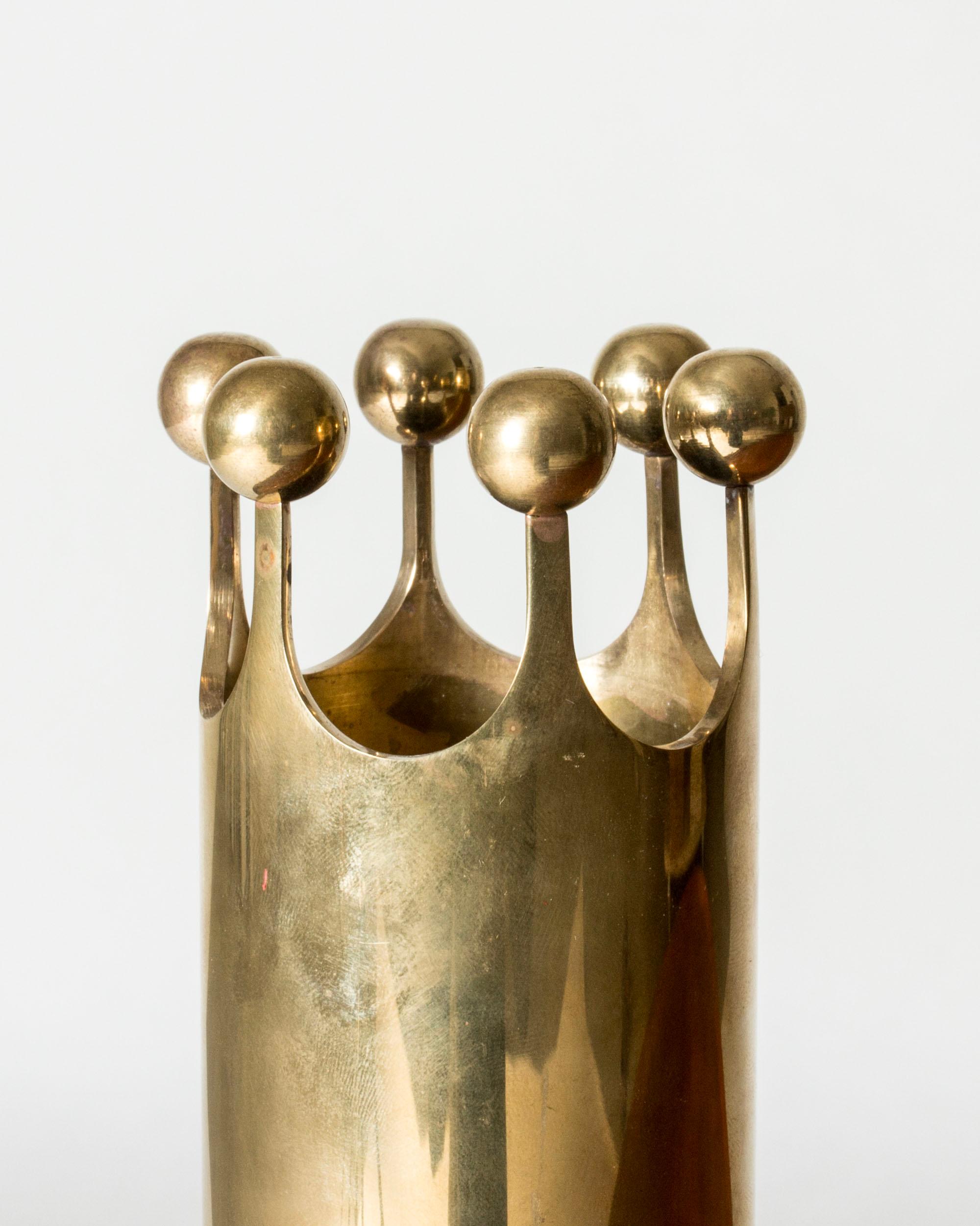 Swedish Modernist Brass Vase by Pierre Forssell for Skultuna, Sweden For Sale