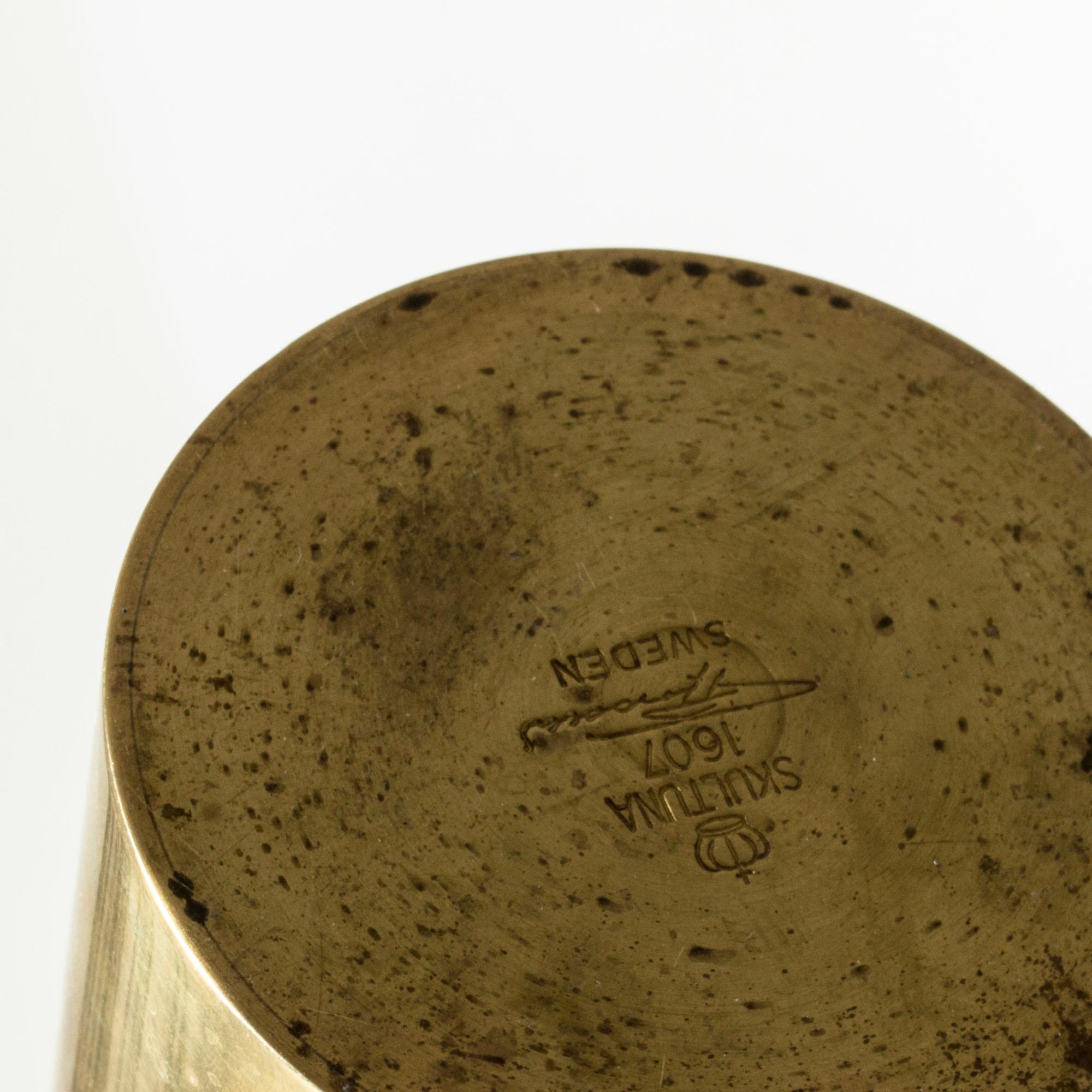 Late 20th Century Modernist Brass Vase by Pierre Forssell for Skultuna, Sweden For Sale