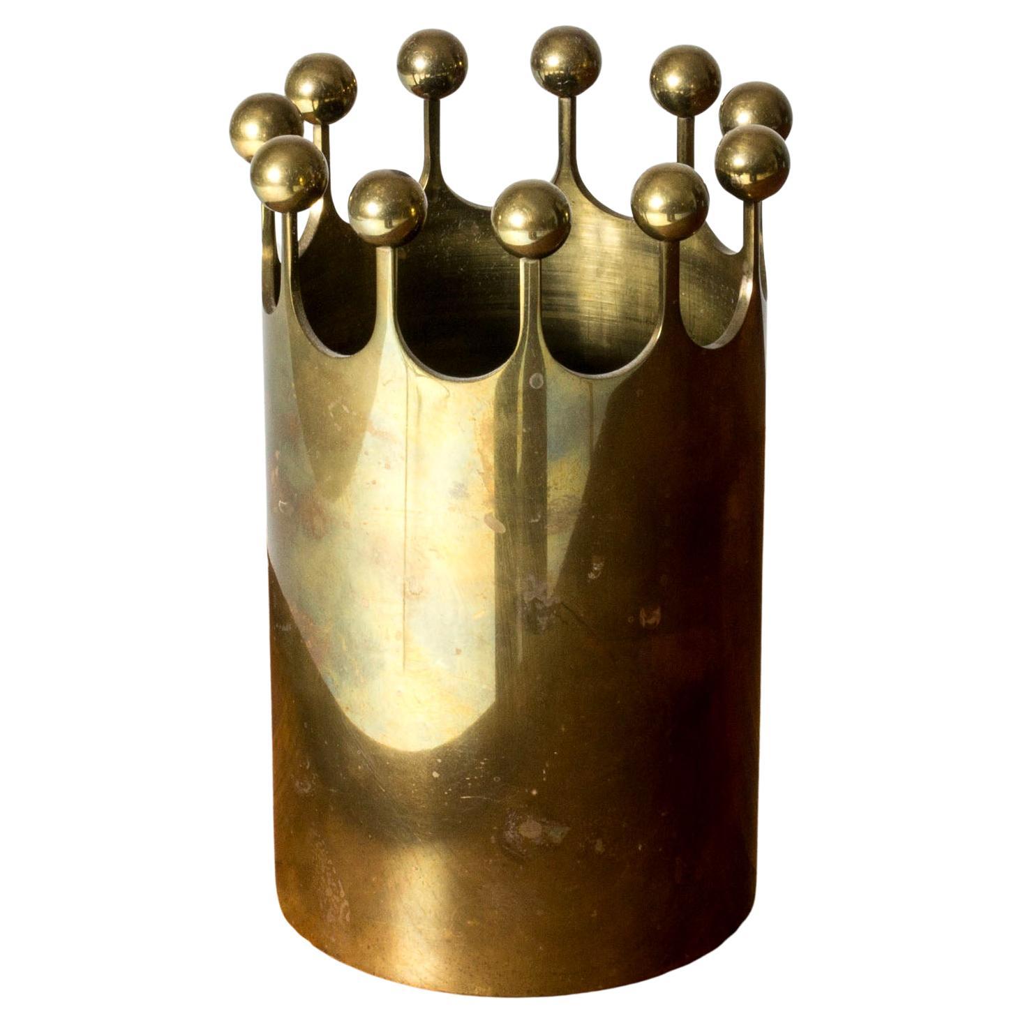 Modernist Brass Vase by Pierre Forssell for Skultuna, Sweden