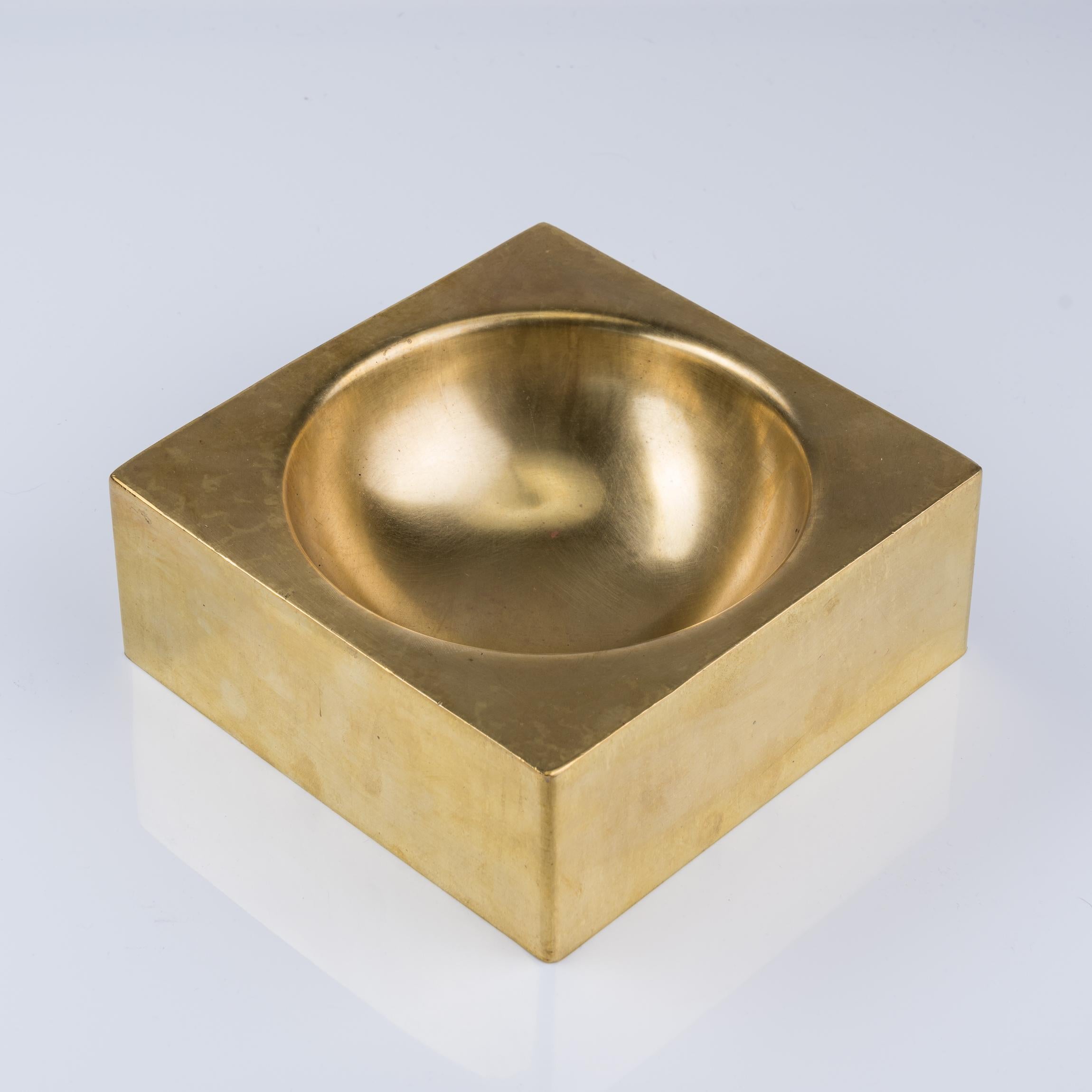 Embossed Modernist Brass Vide Poche, Italy, 1970's