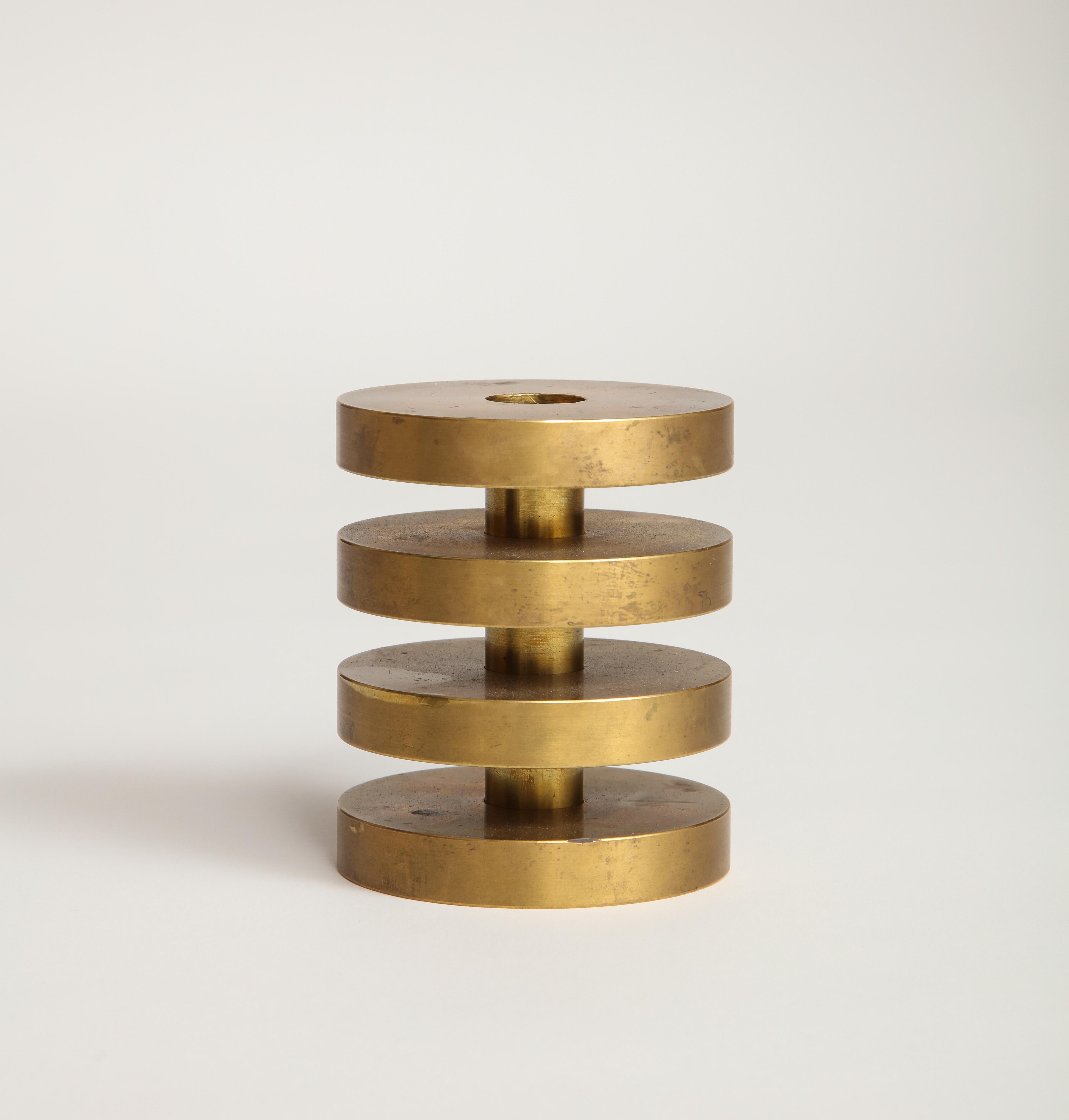 Modular turned brass object. Solid brass. Heavy. Unique.