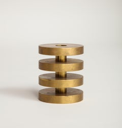 Modernist Vintage Solid Brass Stacks Sculpture