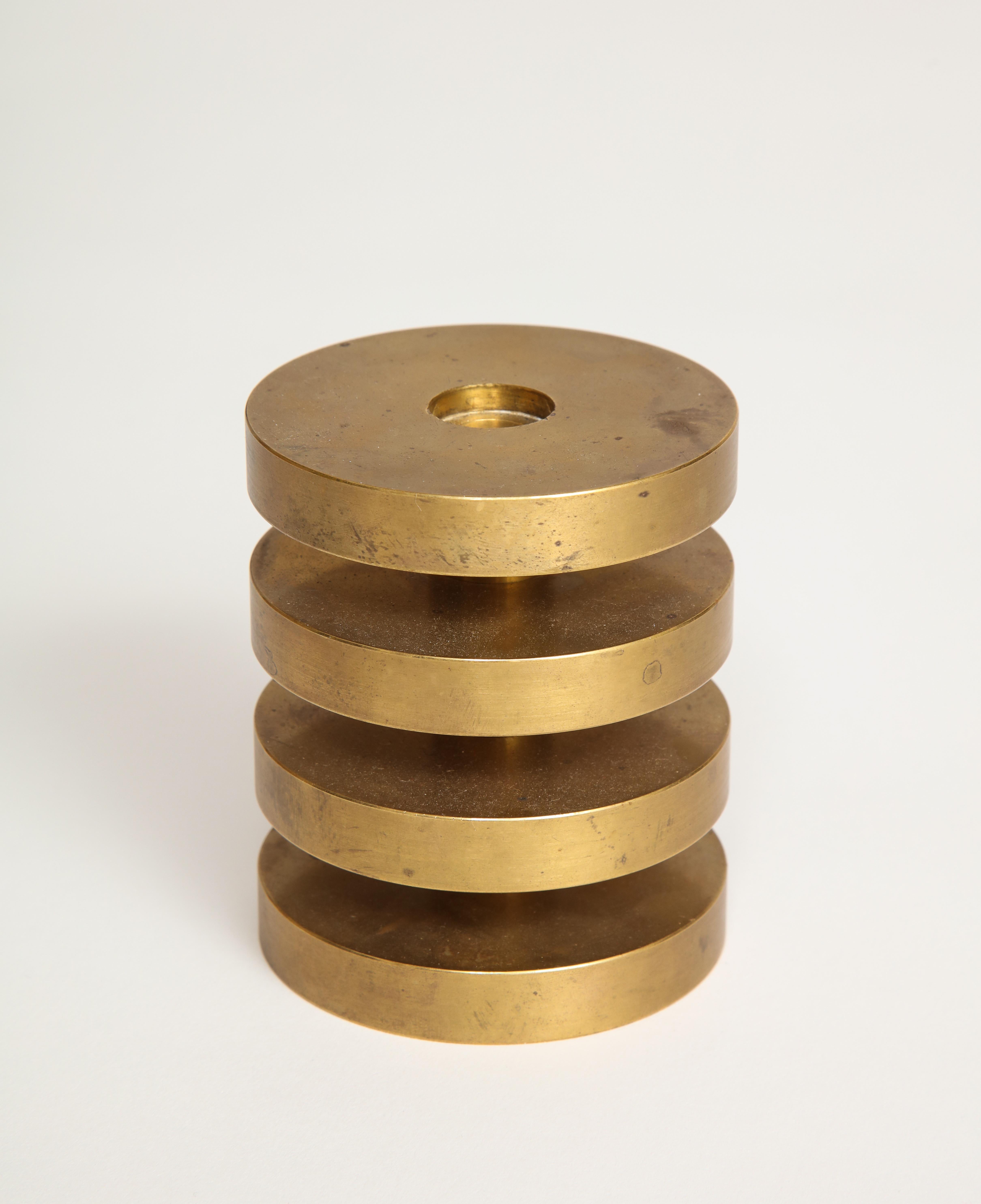 Modernist Vintage Solid Brass Stacks Sculpture In Good Condition For Sale In New York, NY