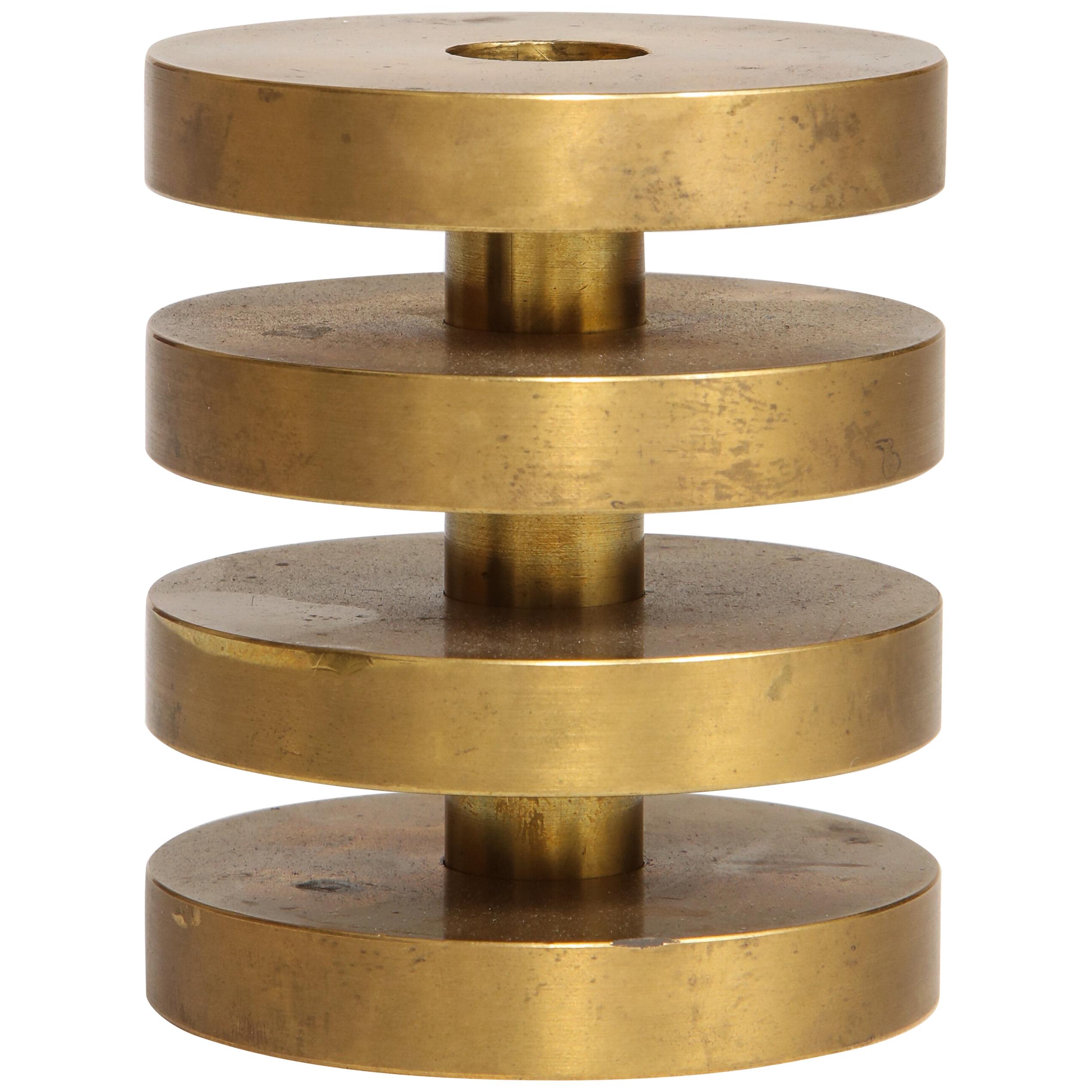 Modernist Vintage Solid Brass Stacks Sculpture