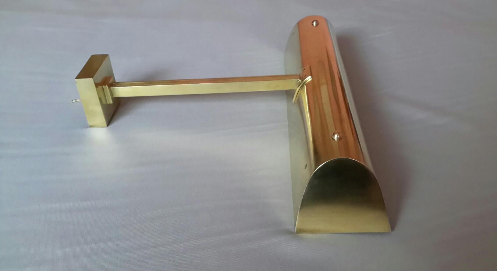 Mid-20th Century Modernist Brass Wall Lamp, France, 1940 For Sale