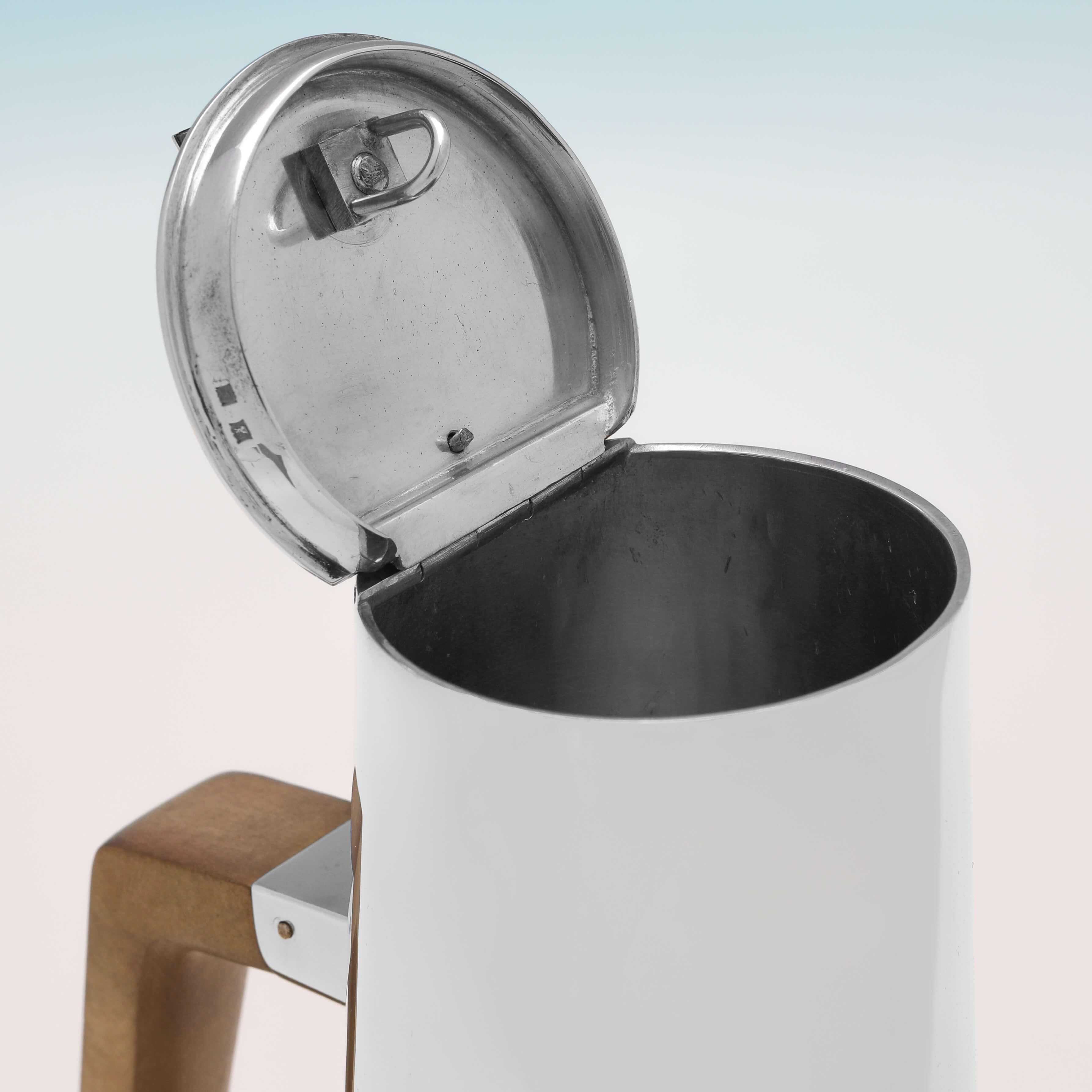 Mid-20th Century Modernist Brittania Standard Silver Cafe Au Lait Set, London 1967, H. Brown