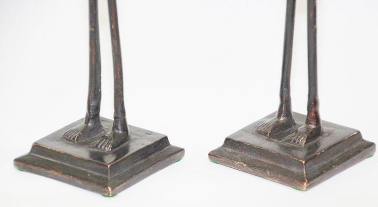 Modernist Bronze African Sculptures of a Couple, Tribal Art Etruscan Style For Sale 2
