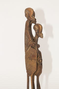 Statues africaines modernistes en bronze de père et fils style étrusque