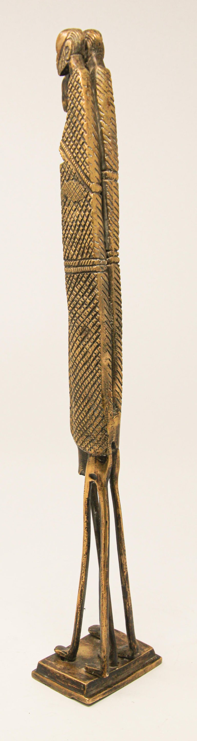 Modernist Bronze African Statues of Mother and Sons Etruscan Style at