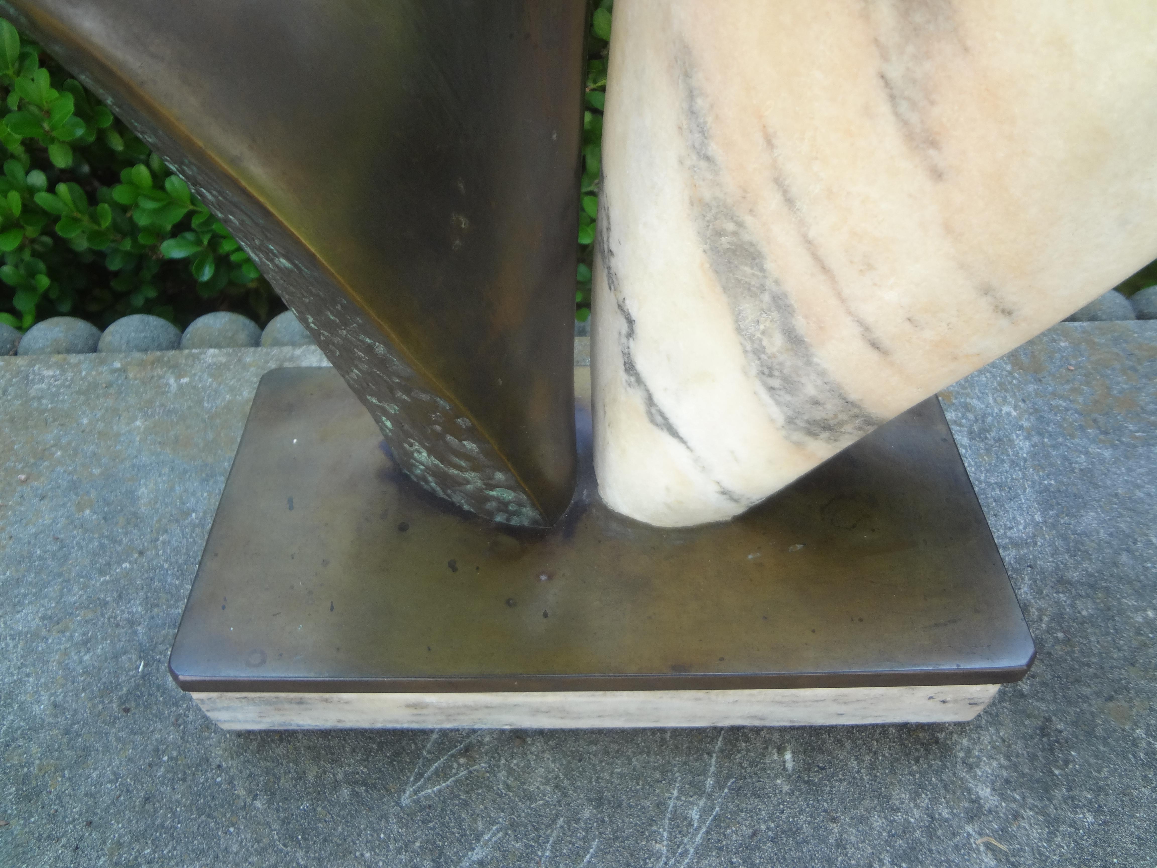 20th Century Modernist Bronze And Marble Abstract Sculpture