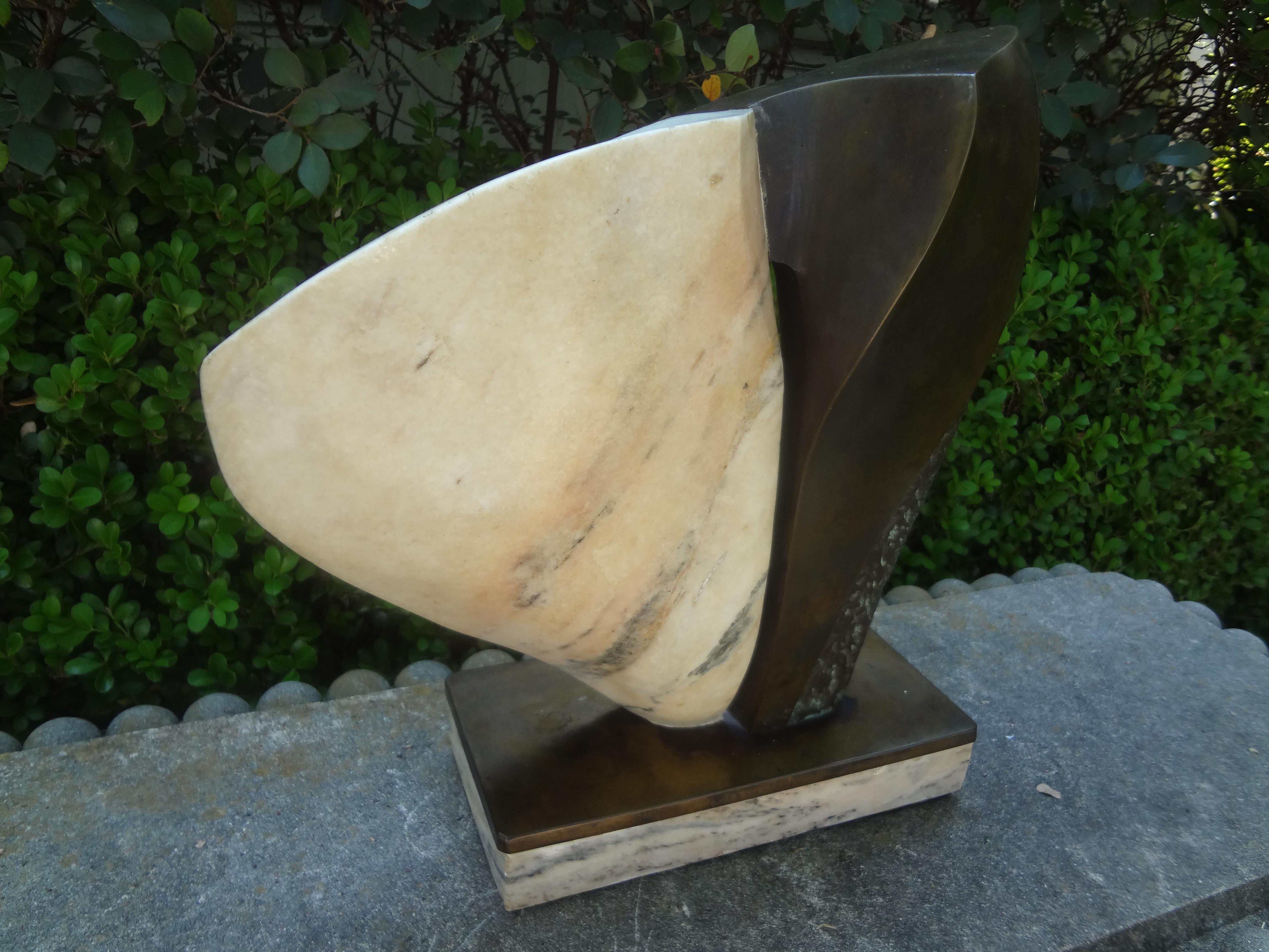 Modernist Bronze And Marble Abstract Sculpture 2