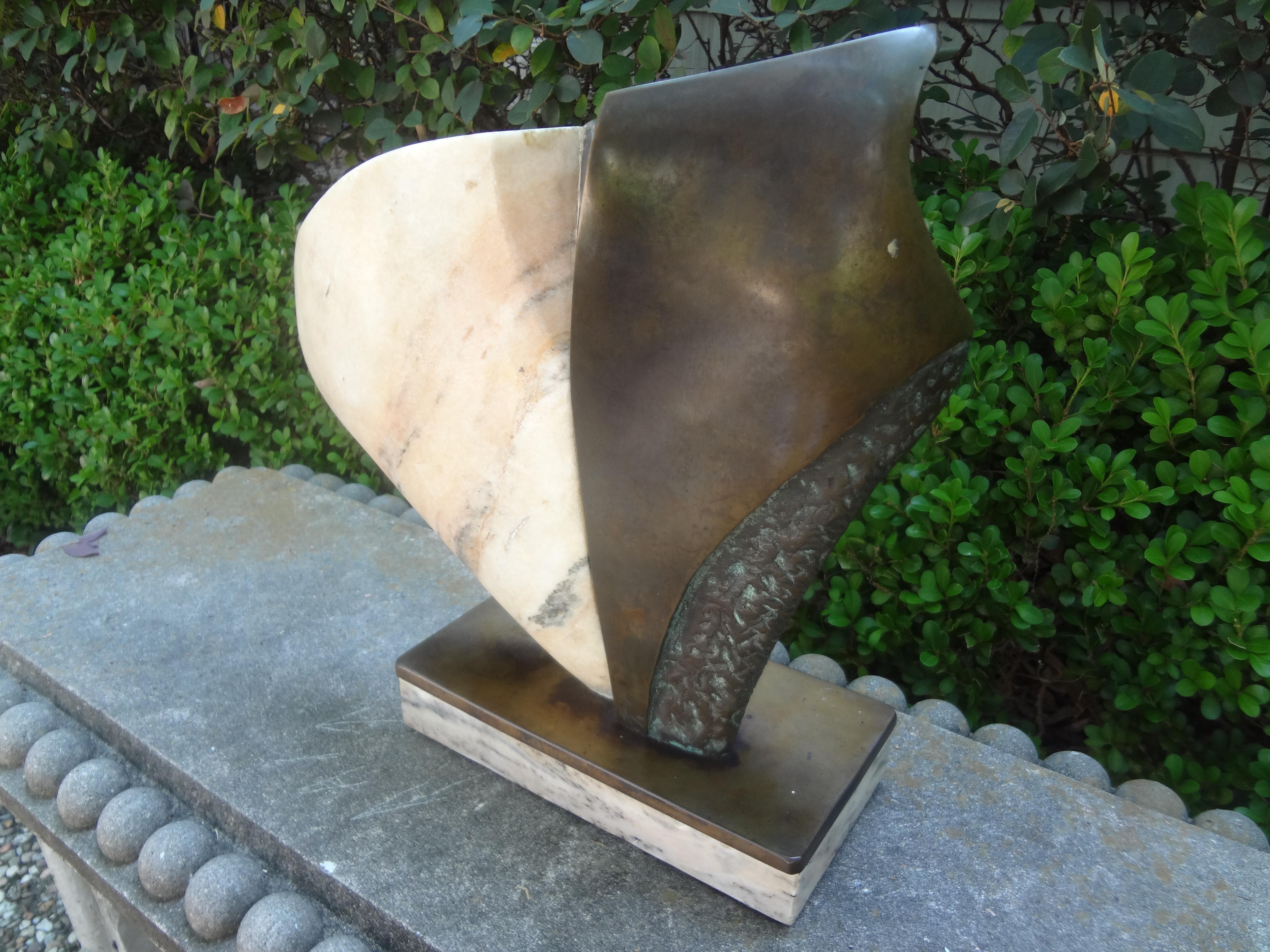 Modernist Bronze And Marble Abstract Sculpture 3