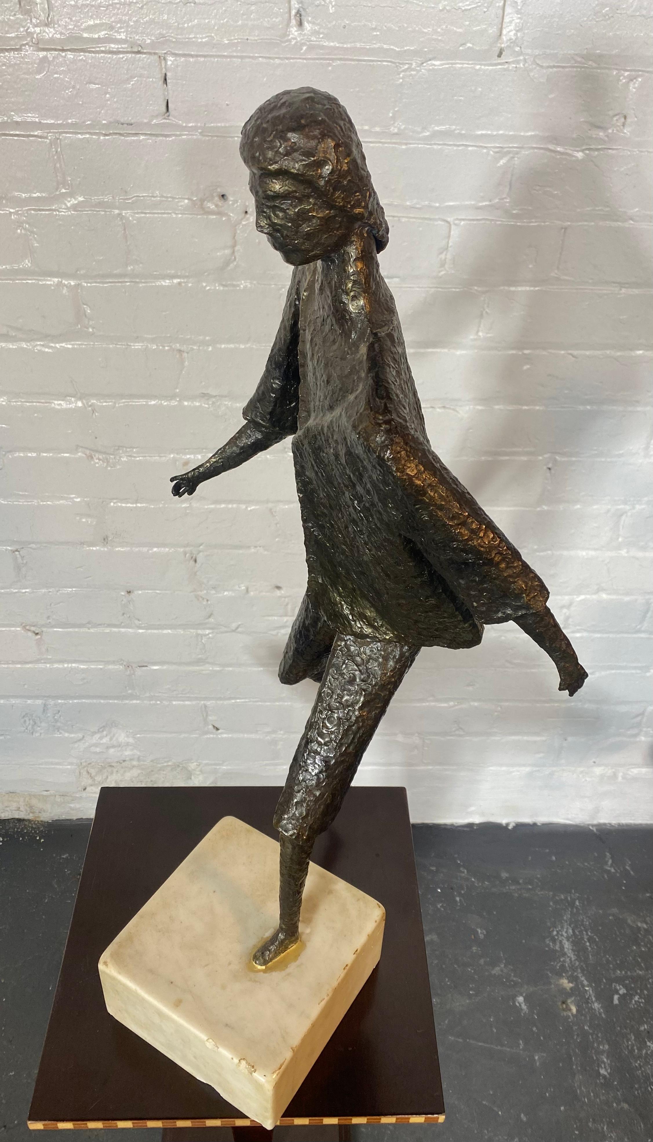 Mid-Century Modern Modernist Bronze and Marble Sculpture in the manner of Lynn Chadwick For Sale