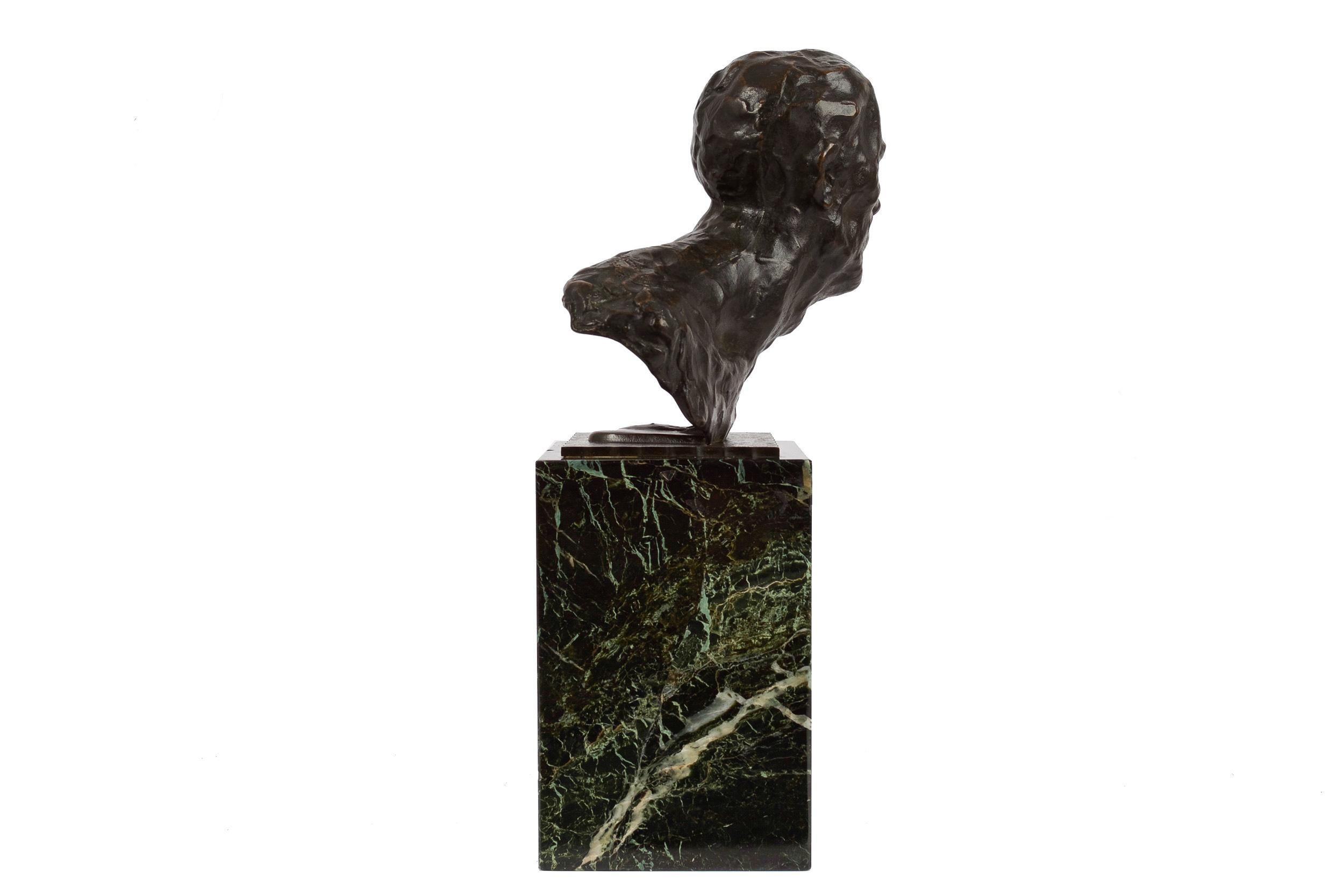 Art Nouveau Modernist Bronze Bust Sculpture of 