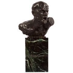Modernist Bronze Bust Sculpture of "Pain" by Oszkar Zadory Hungarian, 1883-1947
