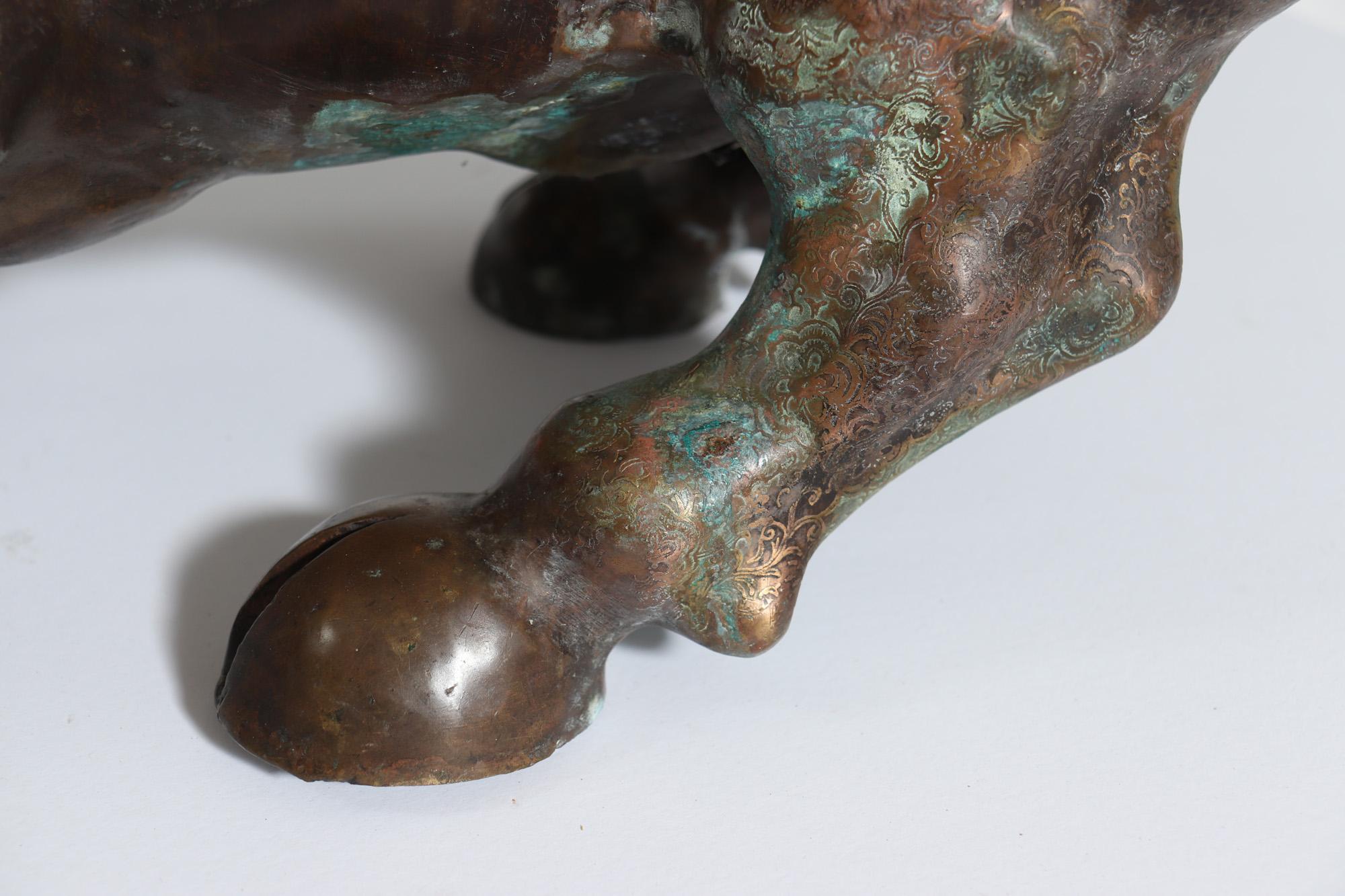 Mid-20th Century Modernist Bronze Charging Bull Sculpture For Sale