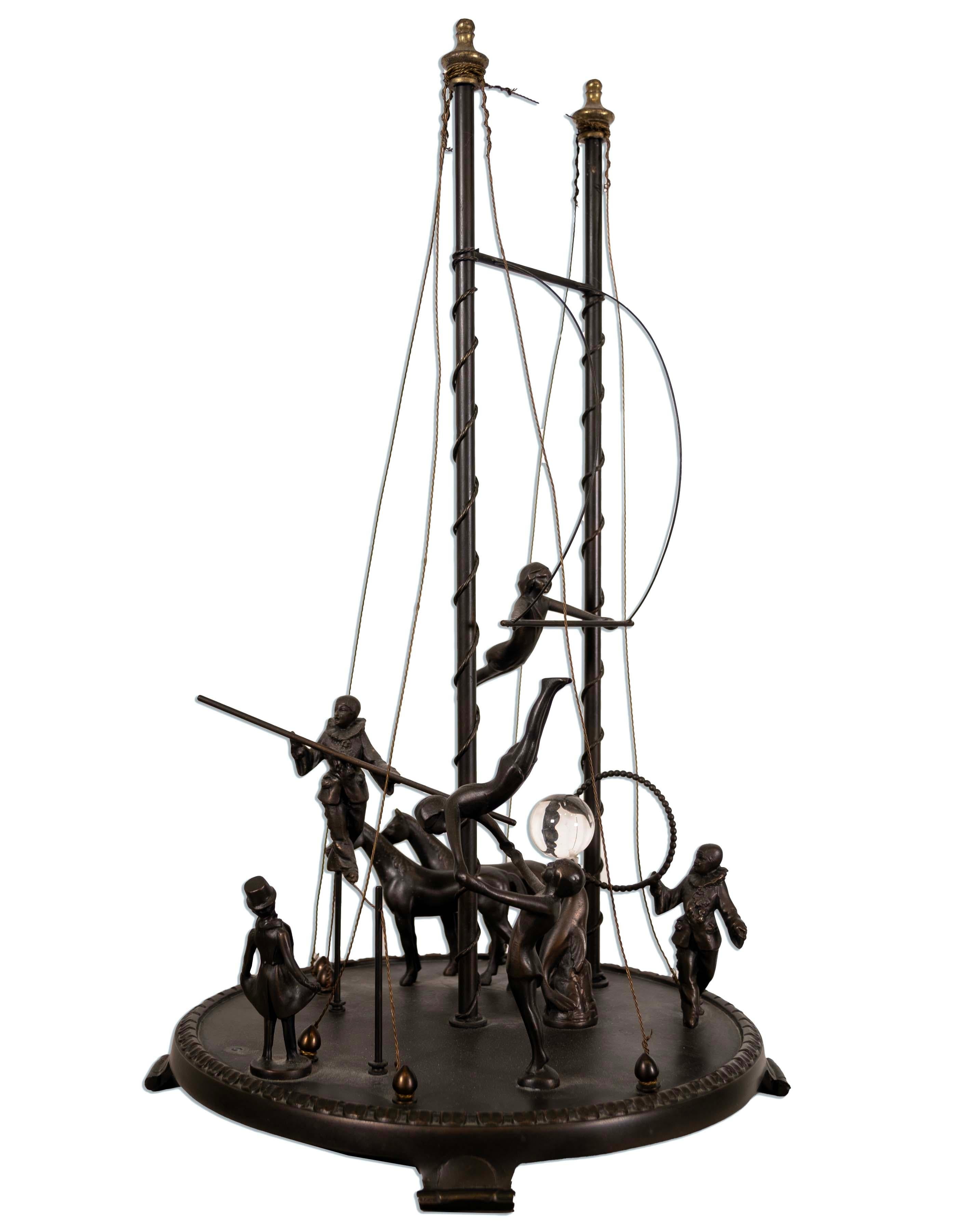 A whimsical modernist bronze sculpture titled 