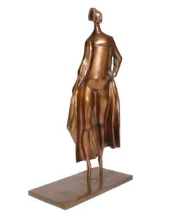 Modernist Bronze Figural Sculpture 22.25" x 12.5" Mid Century Modern Art