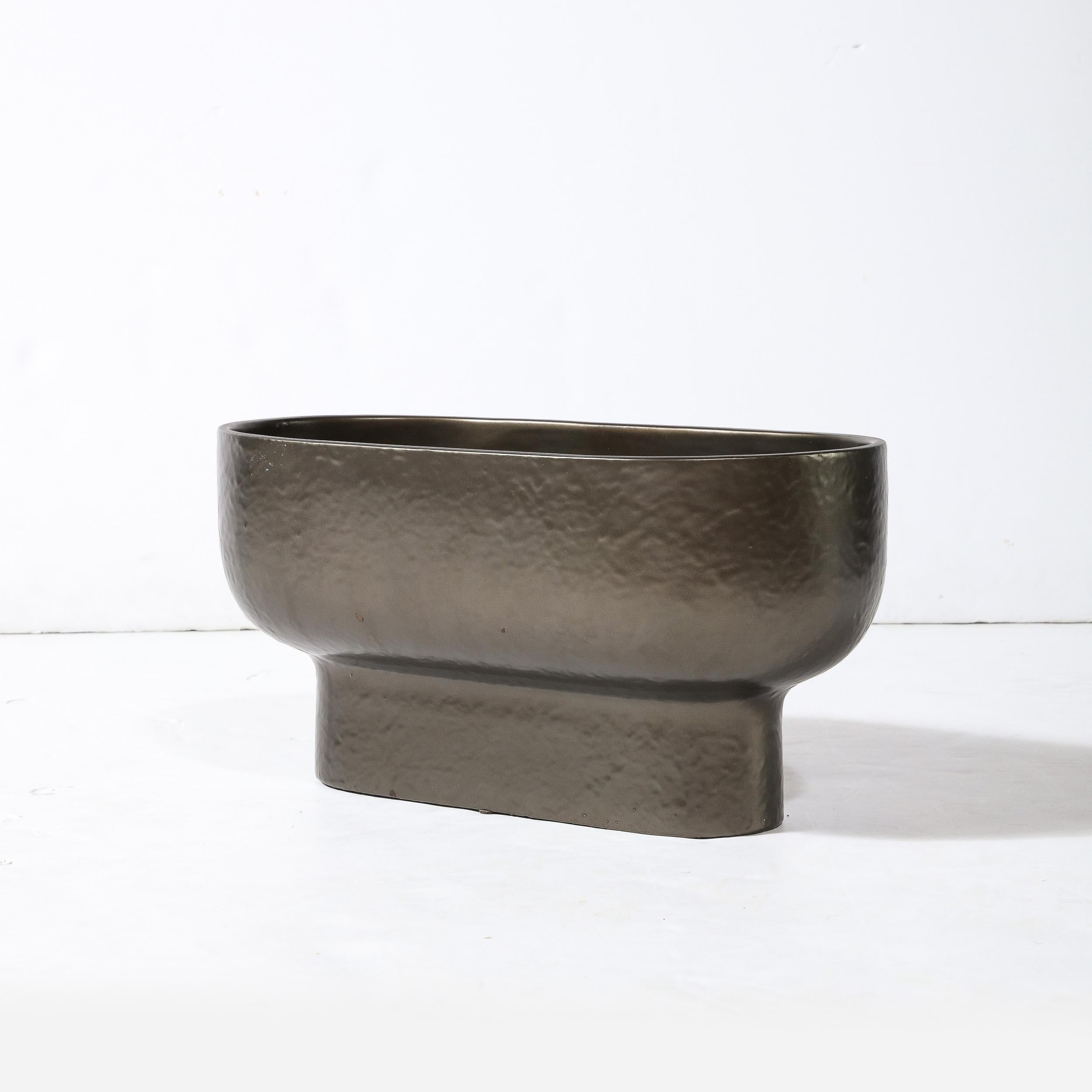 Modernist Bronze Hue Ceramic Orchid Vase/Occasional Bowl For Sale 5