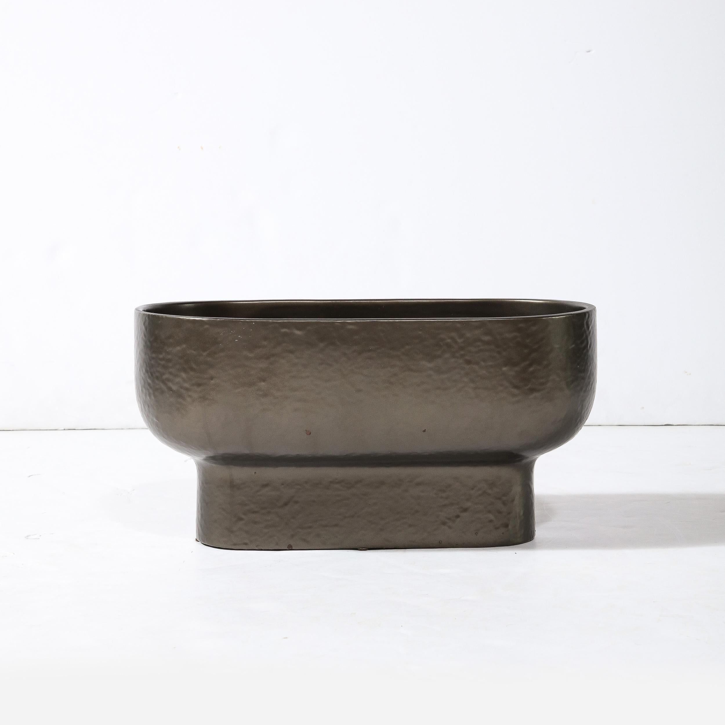 Modernist Bronze Hue Ceramic Orchid Vase/Occasional Bowl For Sale 6