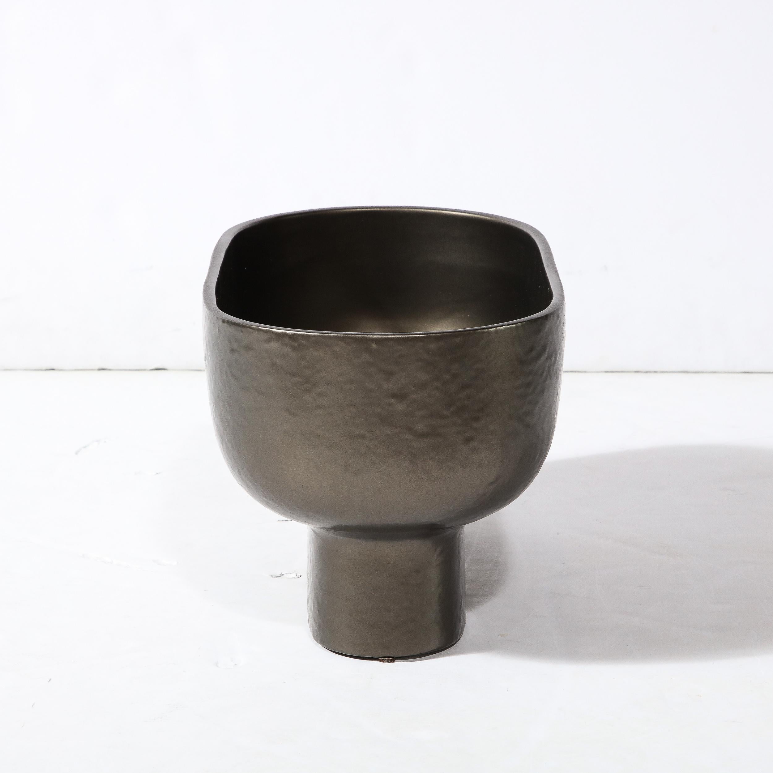Modernist Bronze Hue Ceramic Orchid Vase/Occasional Bowl In Excellent Condition For Sale In New York, NY