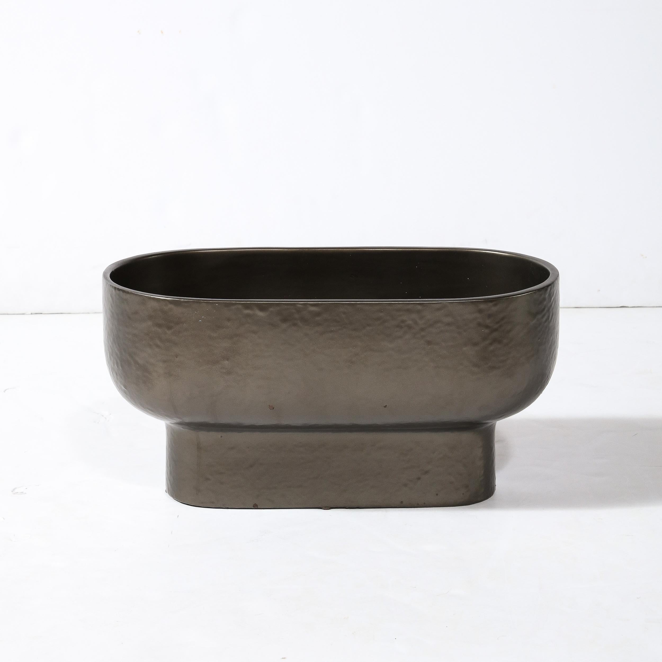 20th Century Modernist Bronze Hue Ceramic Orchid Vase/Occasional Bowl For Sale